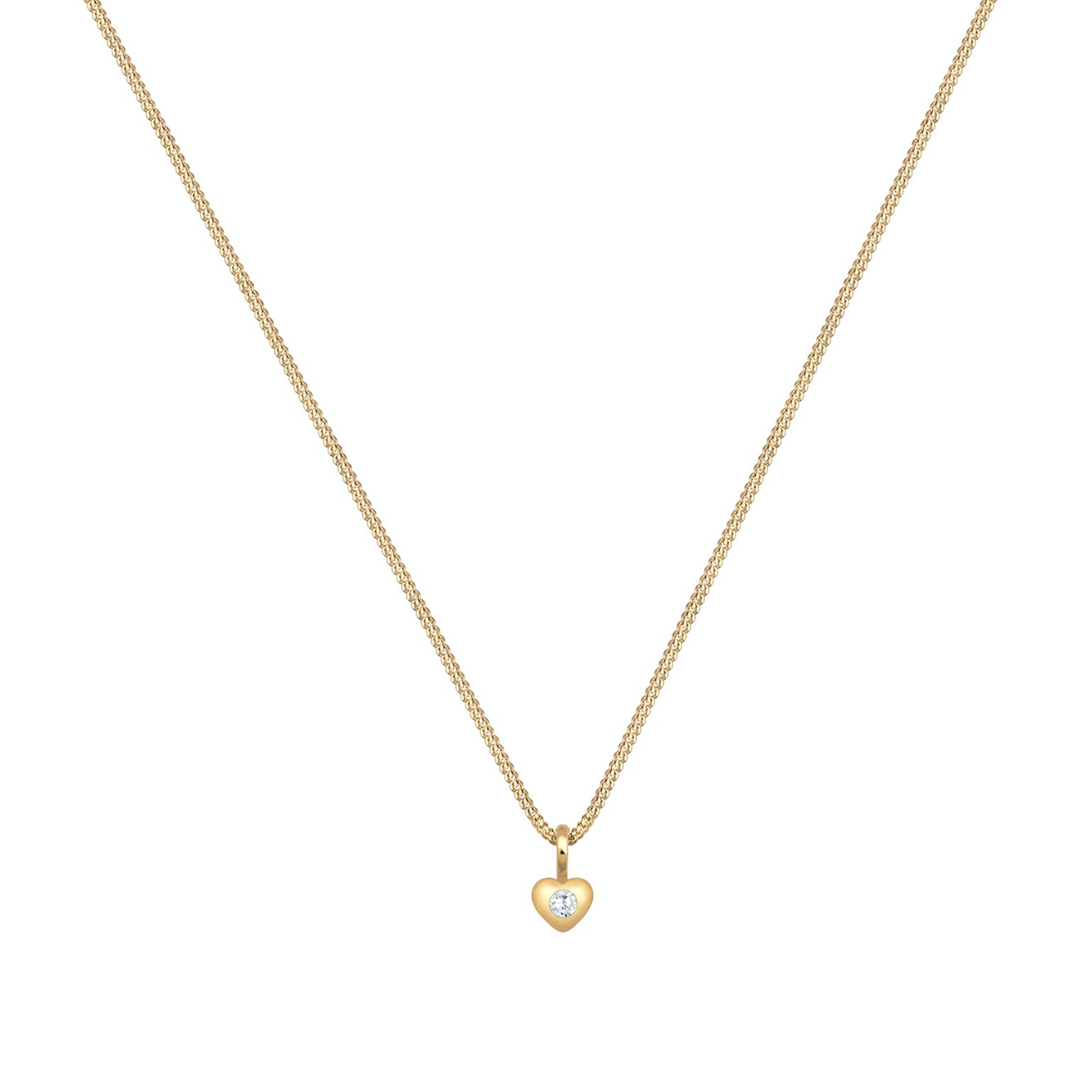 Gold - Elli PREMIUM | Halskette Herz | Zirkonia (Weiß) | 585 Gelbgold