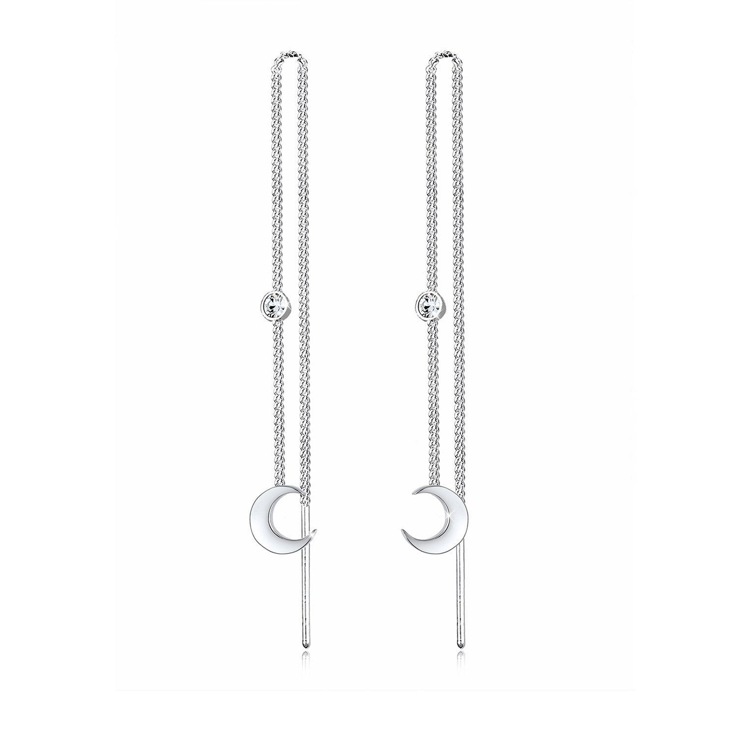 Silber - Elli | Ohrhänger Astro | Kristall ( Weiß ) | 925er Sterling Silber
