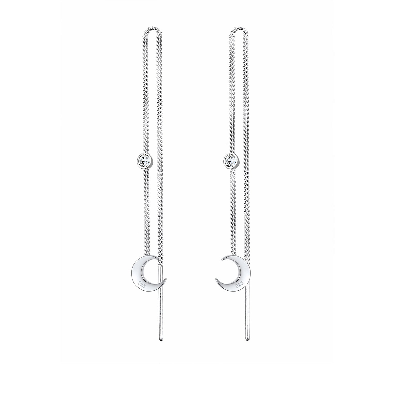 Silber - Elli | Ohrhänger Astro | Kristall ( Weiß ) | 925er Sterling Silber