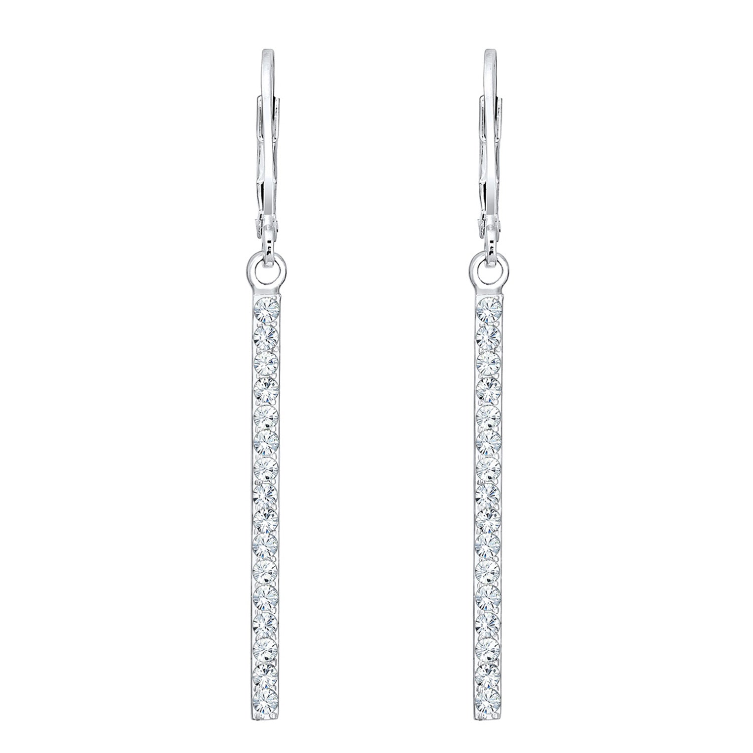 Silber - Elli | Ohrhänger Geo | Mit Kristallen von Swarovski® (Weiß) | 925er Sterling Silber