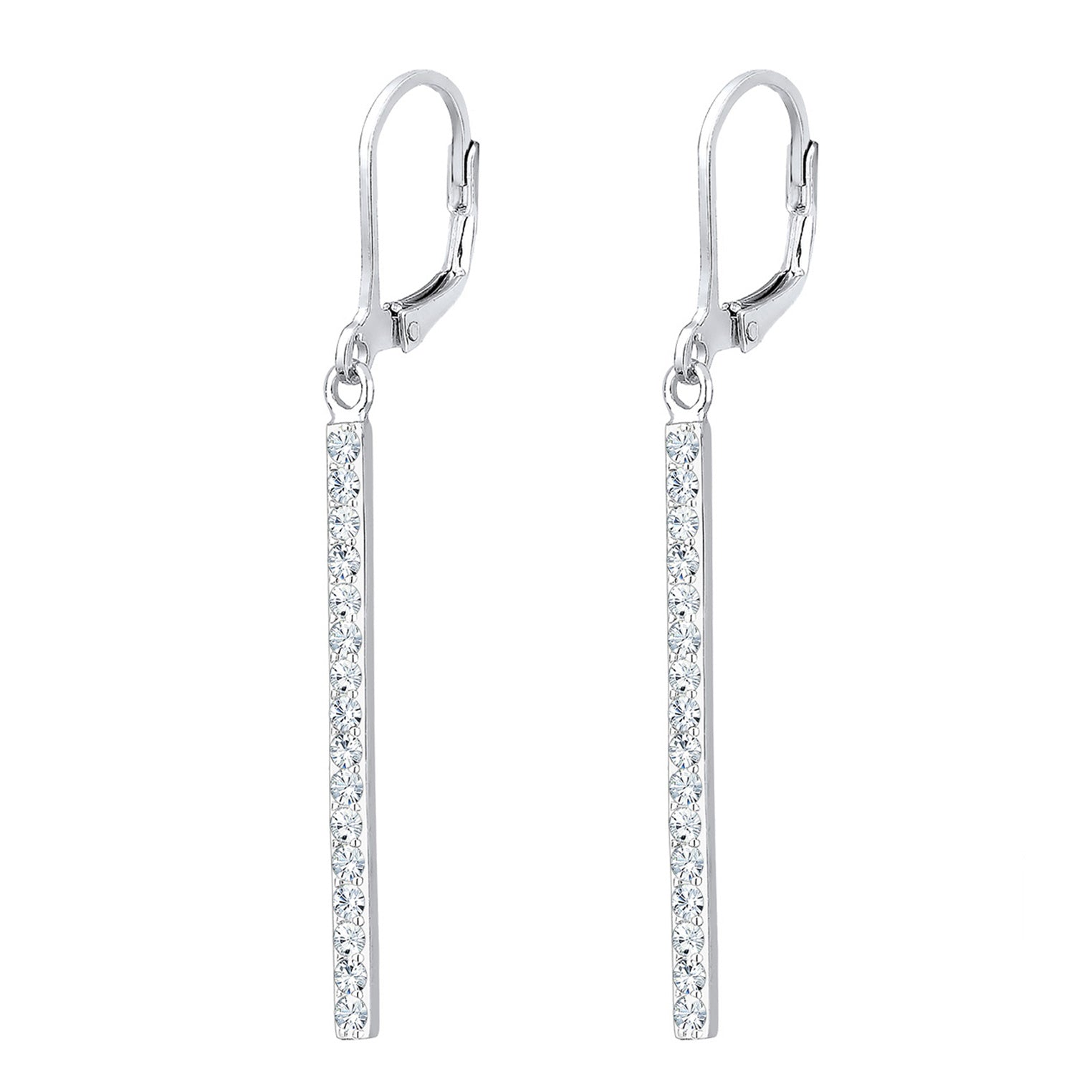 Silber - Elli | Ohrhänger Geo | Mit Kristallen von Swarovski® (Weiß) | 925er Sterling Silber