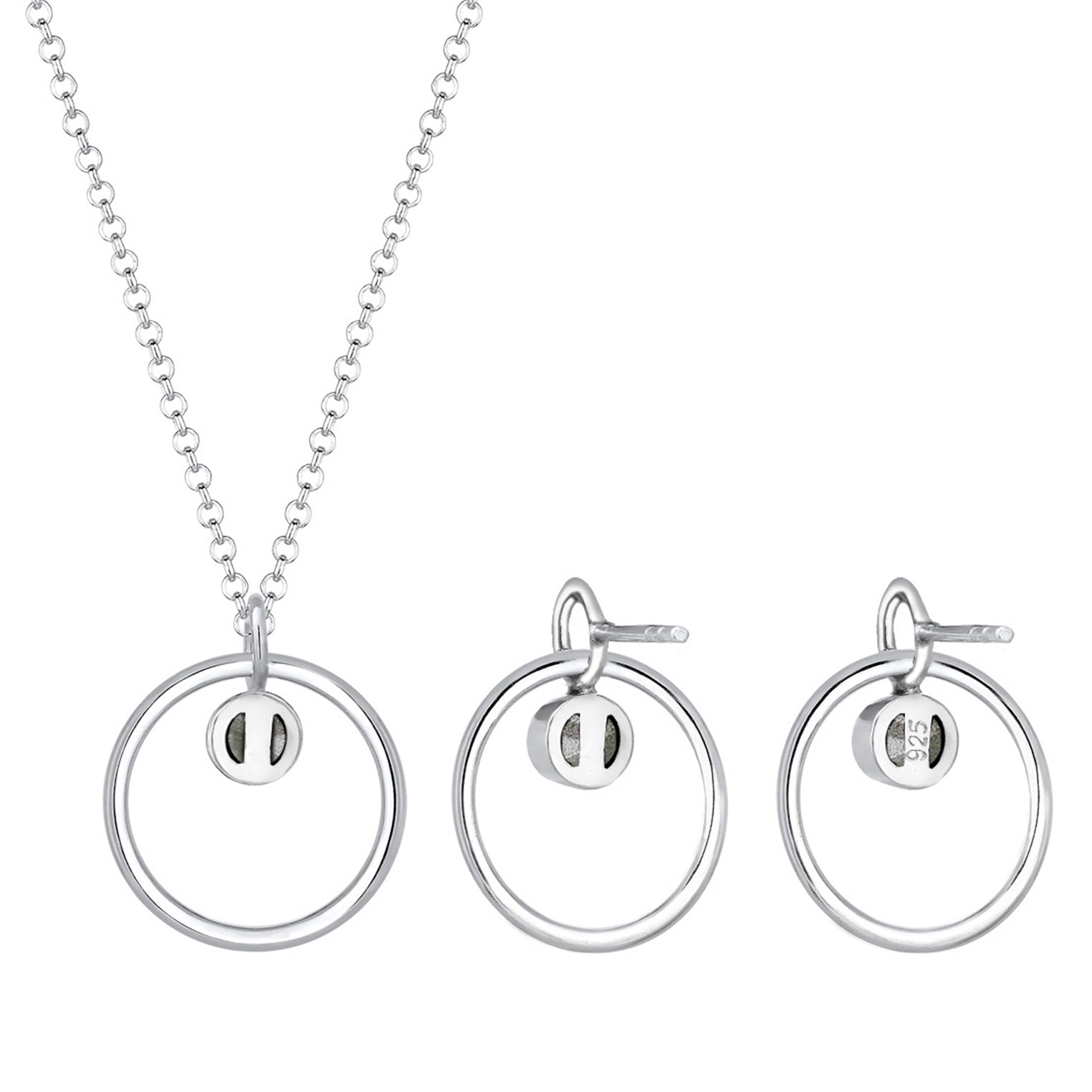 Silber - Elli | Schmuckset  Geo | Kristall ( Weiß ) | 925er Sterling Silber