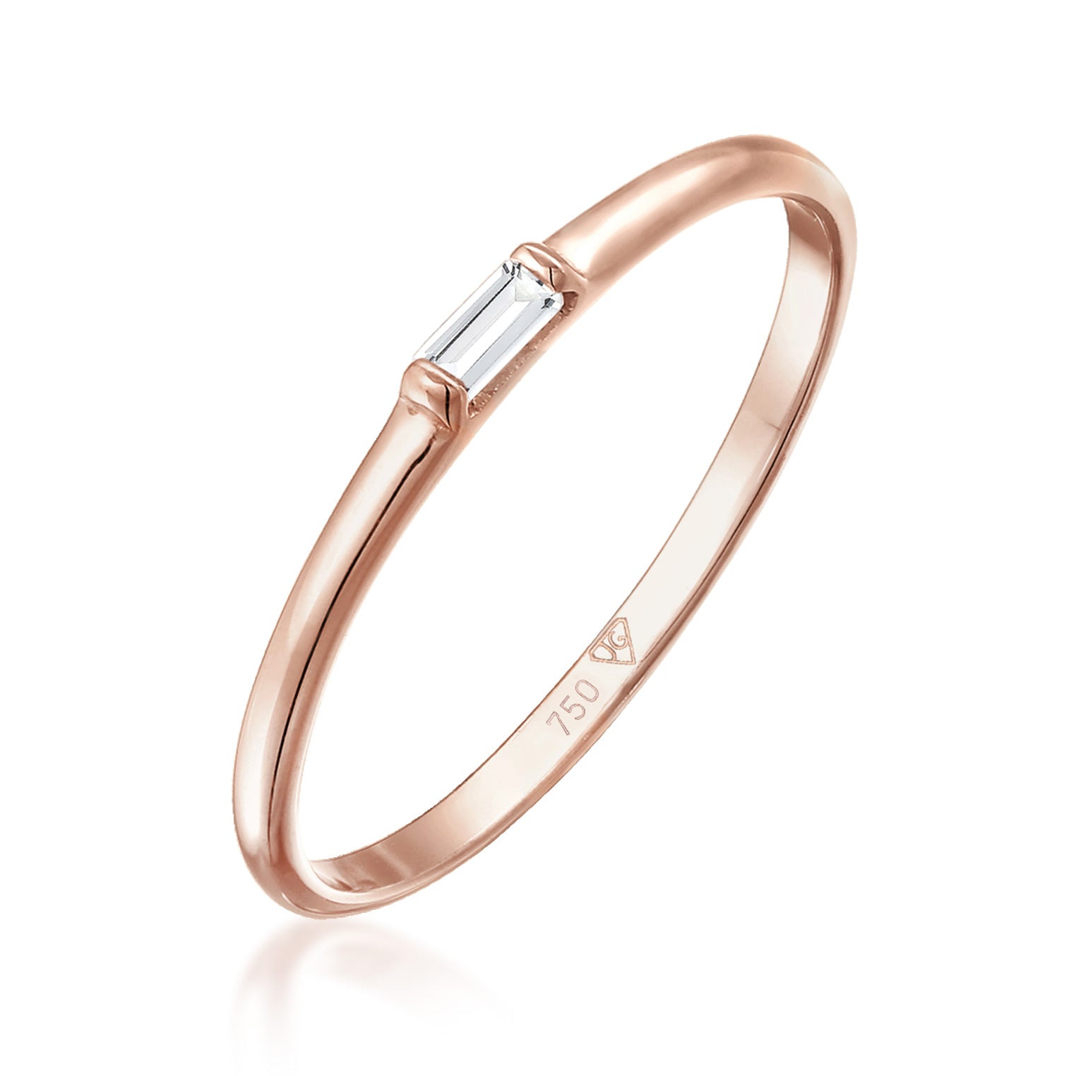 Roségold - Elli PREMIUM | Verlobungsring | Topas ( Weiß ) | 750 Roségold