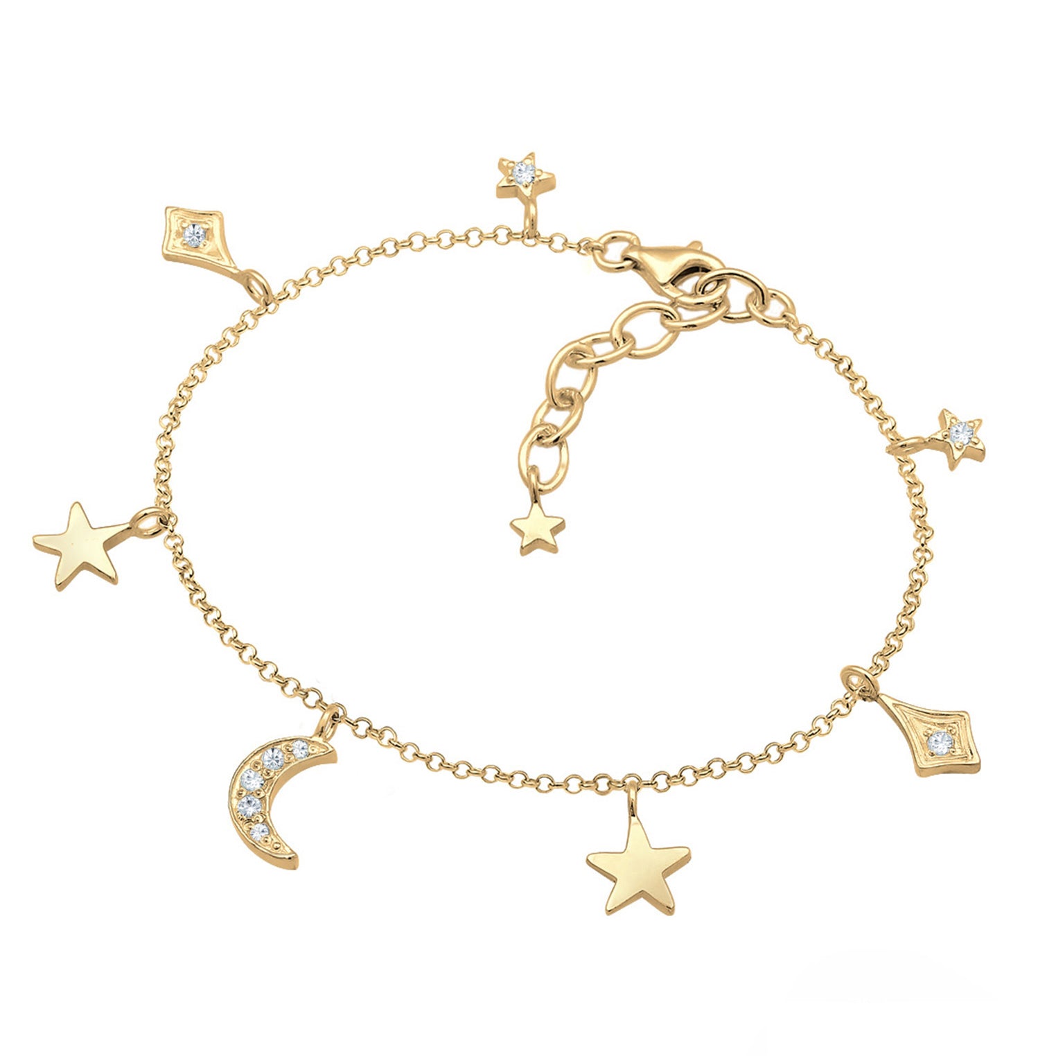 Gold - Elli | Armband Astro | Kristall ( Weiß ) | 925 Sterling Silber vergoldet