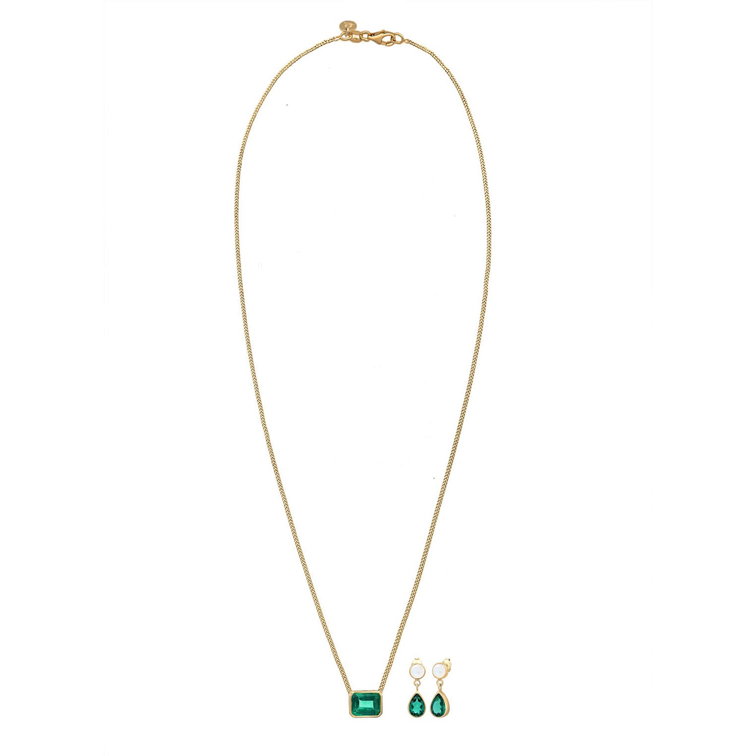 Gold - Elli PREMIUM | Schmuckset  | Mondstein ( Weiß ) | 925 Sterling Silber vergoldet