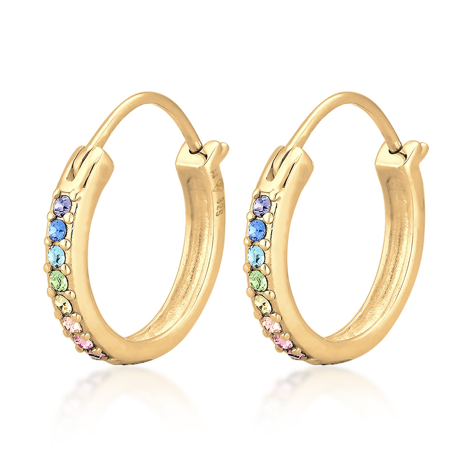 Gold - Elli | Creole | Kristall ( Rosa ) | 925 Sterling Silber vergoldet