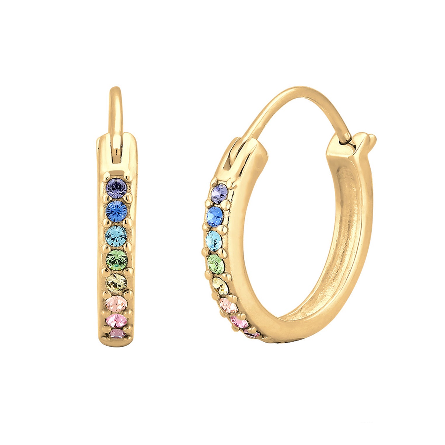 Gold - Elli | Creole | Kristall ( Rosa ) | 925 Sterling Silber vergoldet