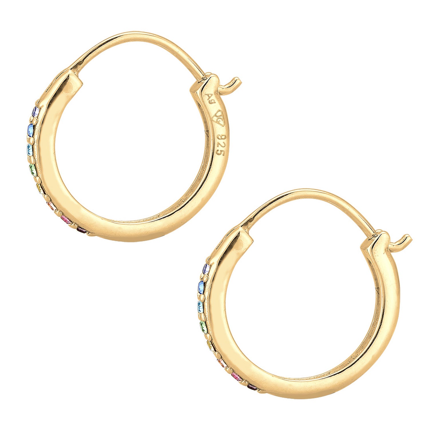 Gold - Elli | Creole | Kristall ( Rosa ) | 925 Sterling Silber vergoldet