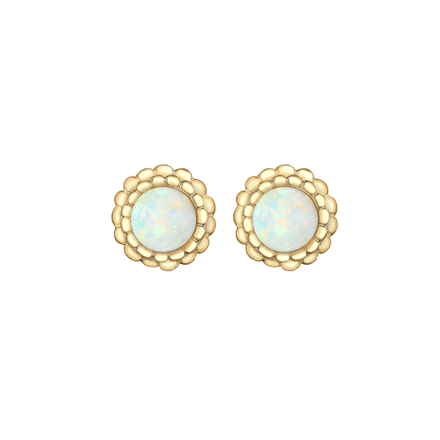 Gold - Elli | Ohrstecker Blume | Opal ( Weiß ) | 925 Sterling Silber vergoldet