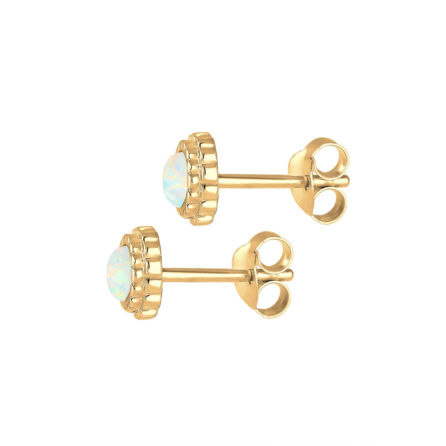 Gold - Elli | Ohrstecker Blume | Opal ( Weiß ) | 925 Sterling Silber vergoldet