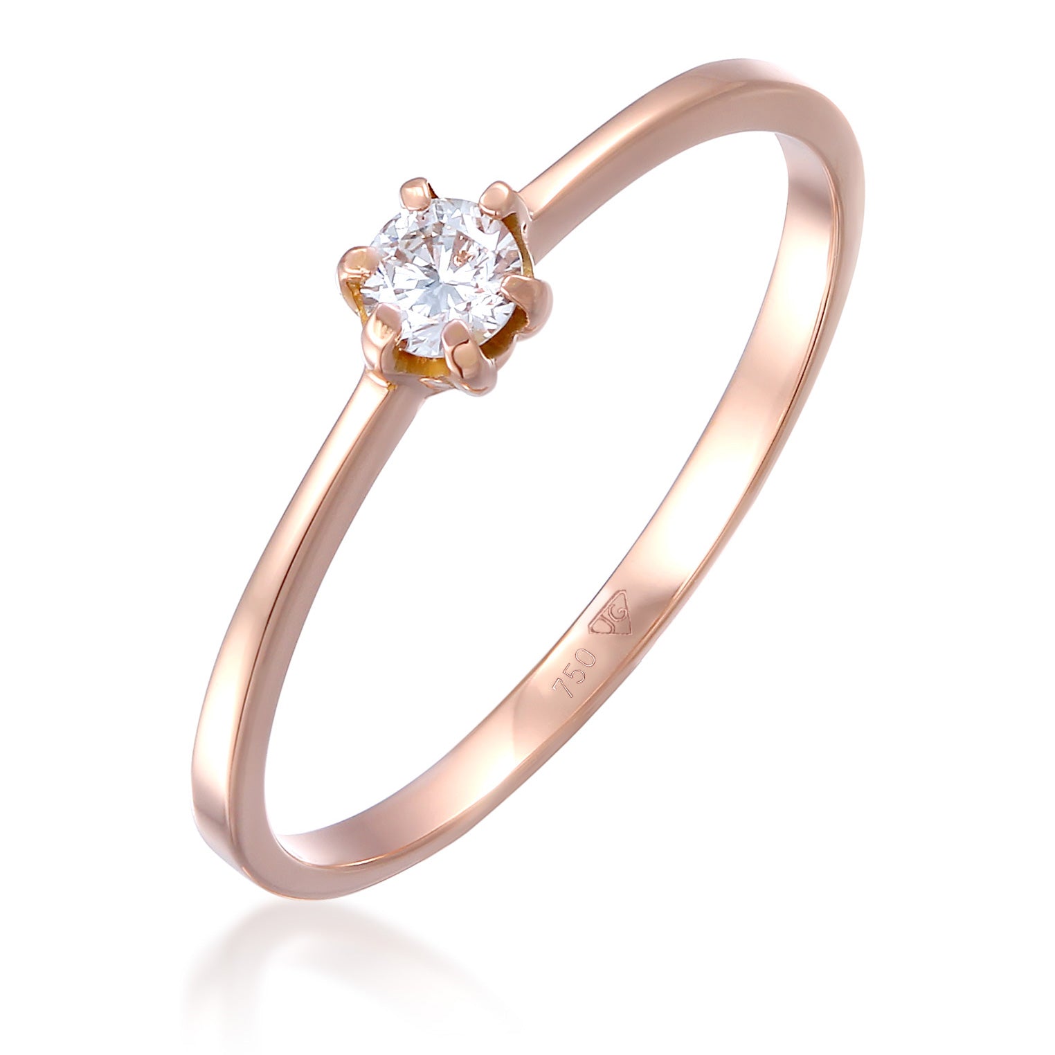 Roségold - Elli DIAMONDS | Solitär-Ring | Diamant ( Weiß, 0,11 ct ) | 750 Roségold