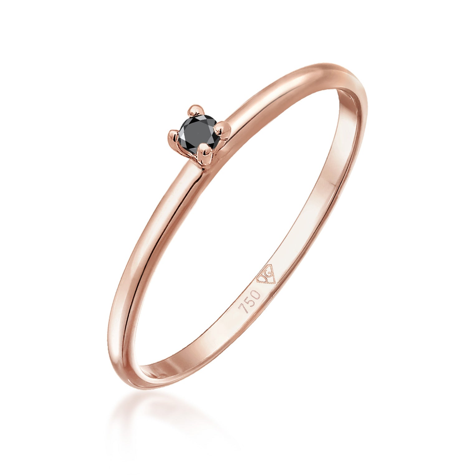 Roségold - Elli DIAMONDS | Ring | Diamant ( Schwarz, 0,015 ct ) | 750 Roségold