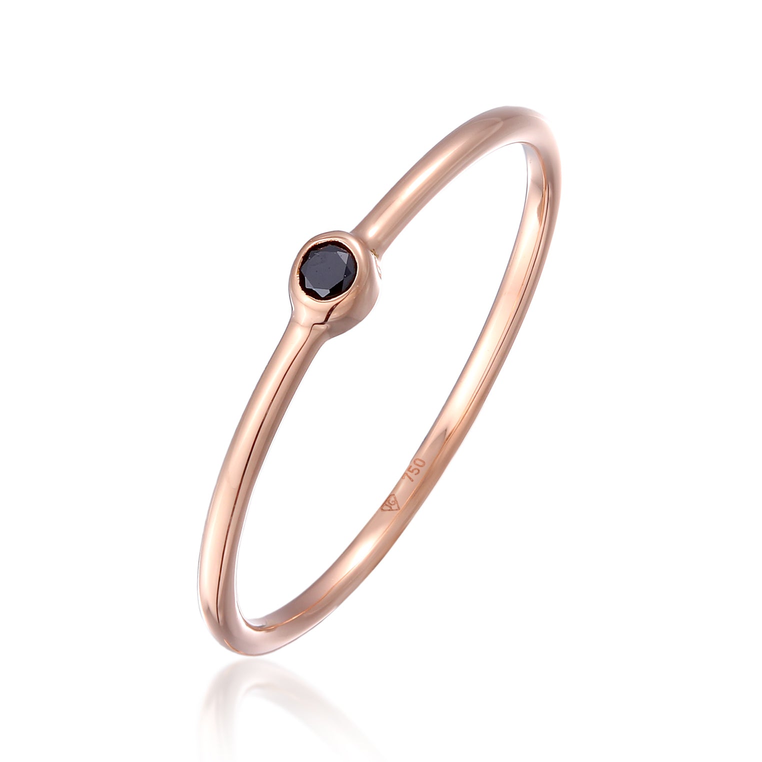 Roségold - Elli DIAMONDS | Ring | Diamant ( Schwarz, 0,03 ct ) | 750 Roségold