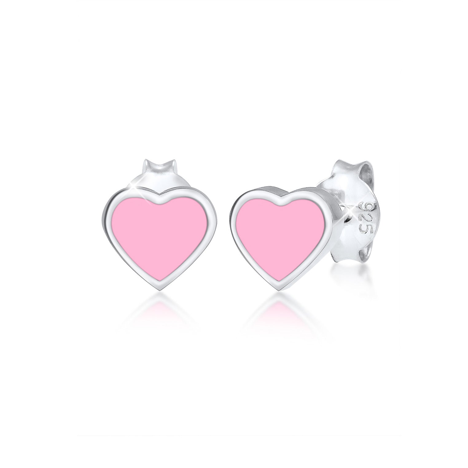 Rosa - Elli | Ohrstecker Herz | Emaille (Rosa) | 925er Sterling Silber