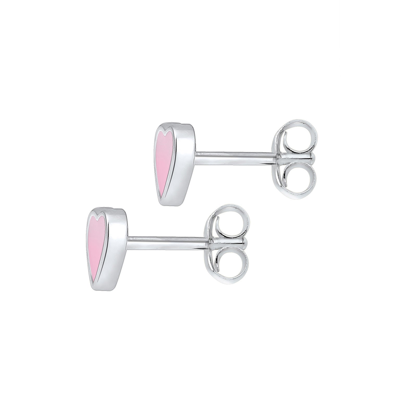 Rosa - Elli | Ohrstecker Herz | Emaille (Rosa) | 925er Sterling Silber