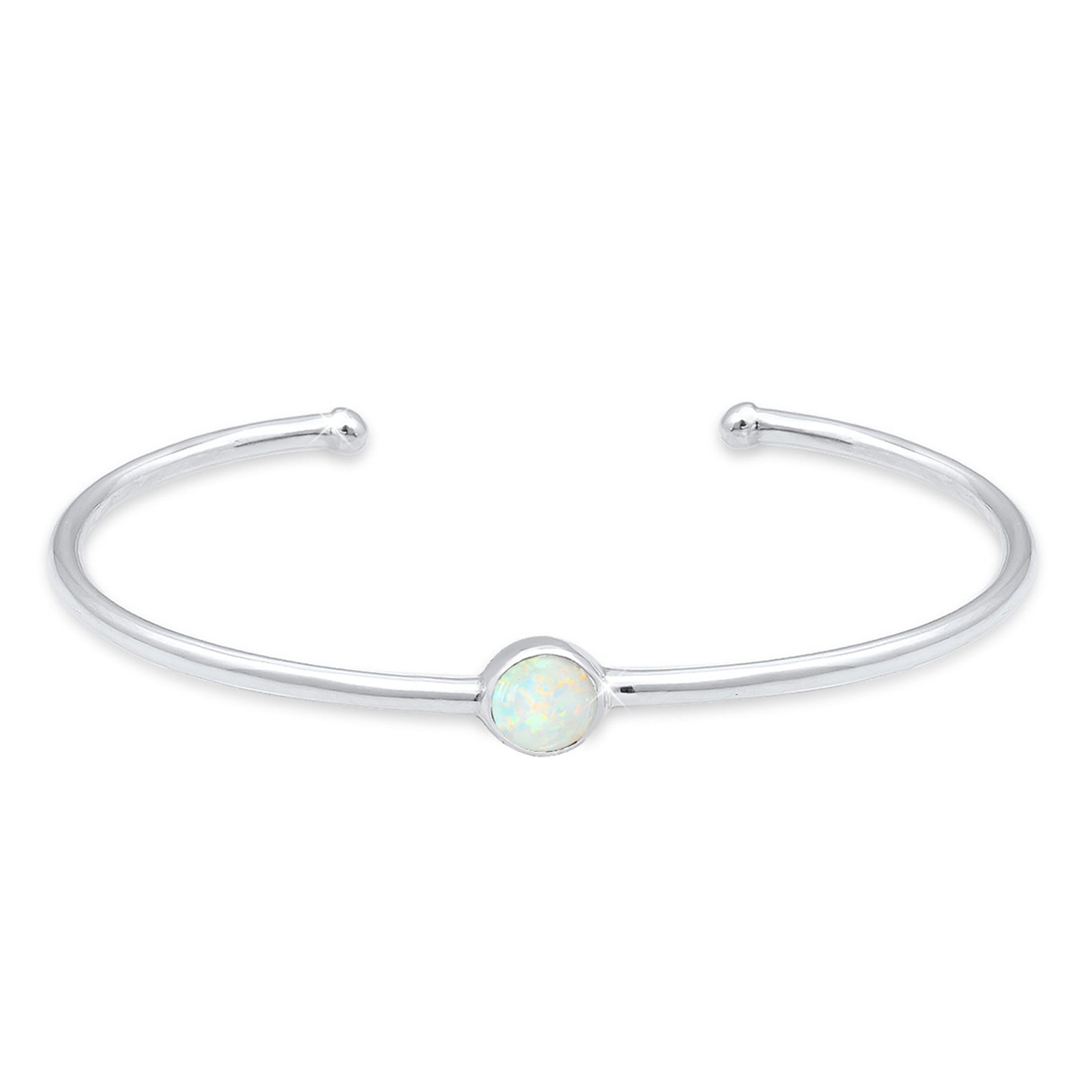 Silber - Elli | Armreif | Opal ( Weiß ) | 925er Sterling Silber