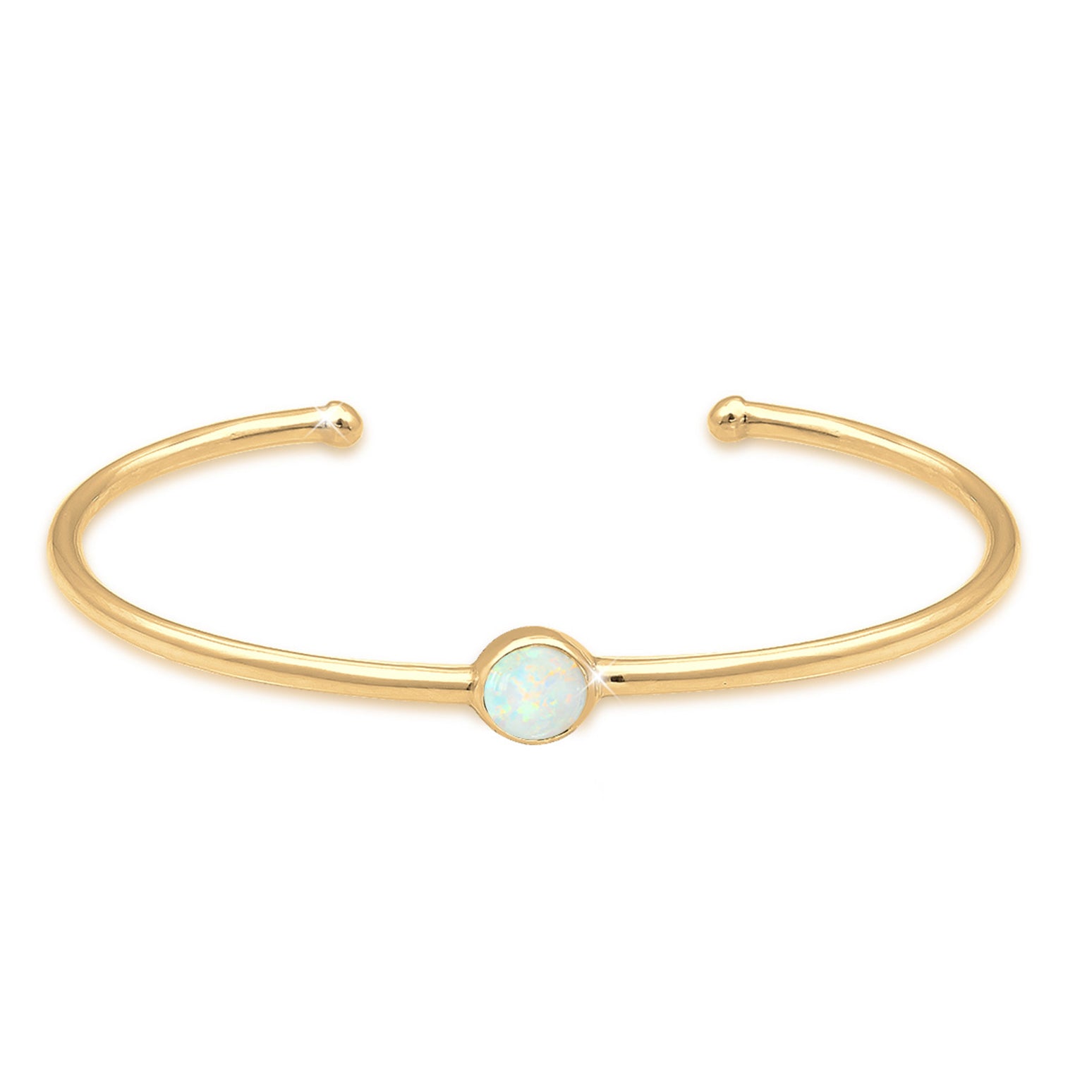 Gold - Elli | Armreif | Opal ( Weiß ) | 925 Sterling Silber vergoldet