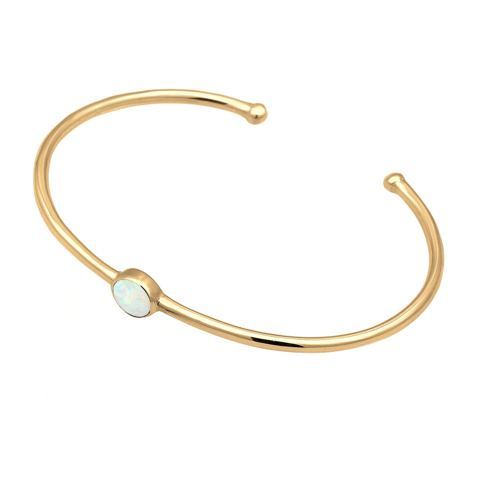 Gold - Elli | Armreif | Opal ( Weiß ) | 925 Sterling Silber vergoldet