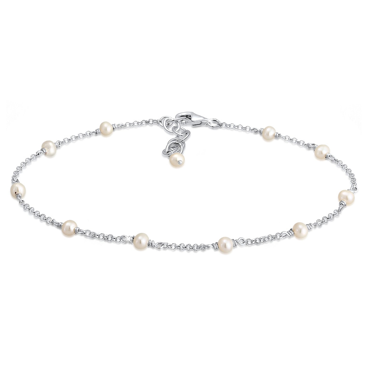 Silber - Elli | Fußkettchen | Süßwasserperle | 925er Sterling Silber