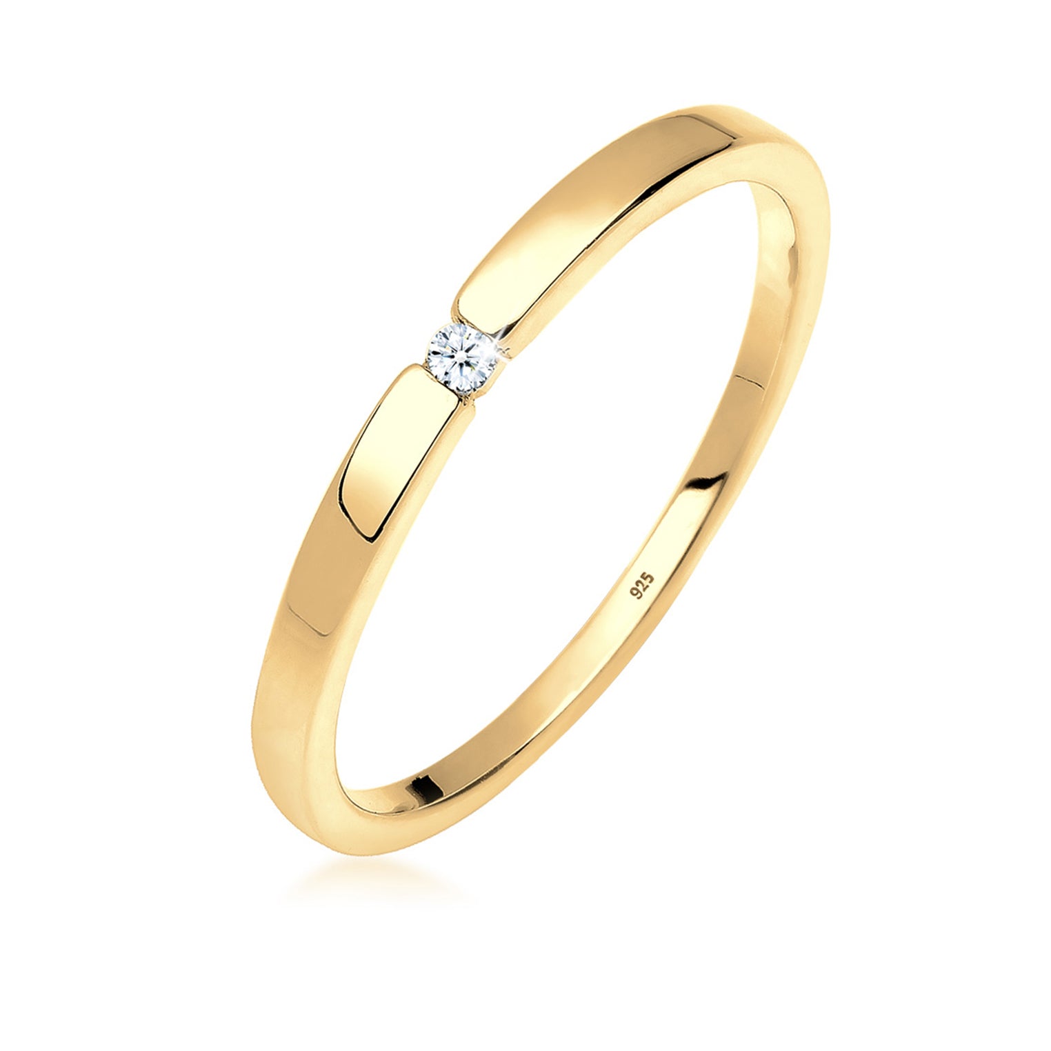 Gold - Elli DIAMONDS | Solitär-Ring | Diamant ( Weiß, 0,015 ct ) | 925 Sterling Silber vergoldet
