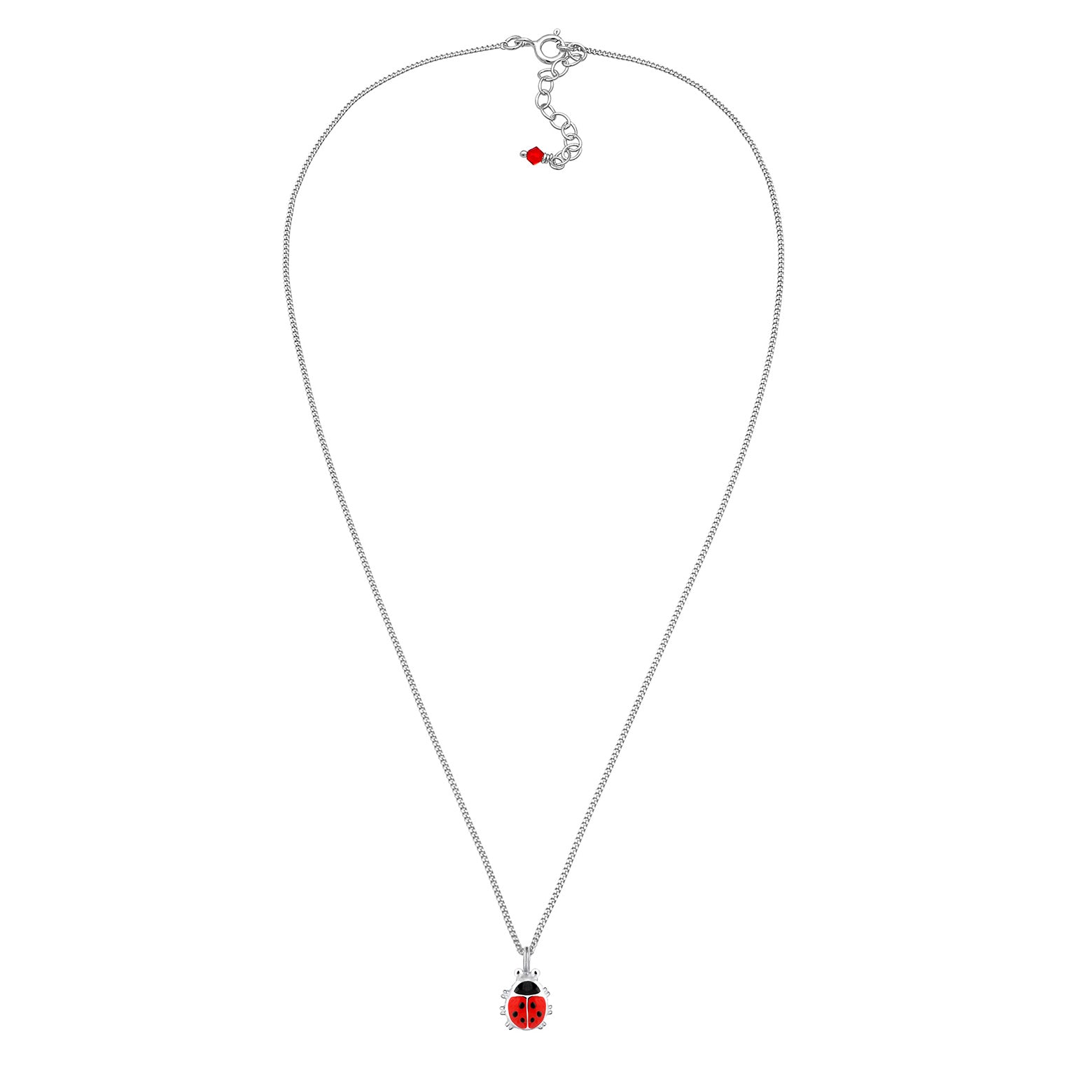 Silber - Elli | Halskette Marienkäfer | Kristall (Rot) | 925er Sterling Silber
