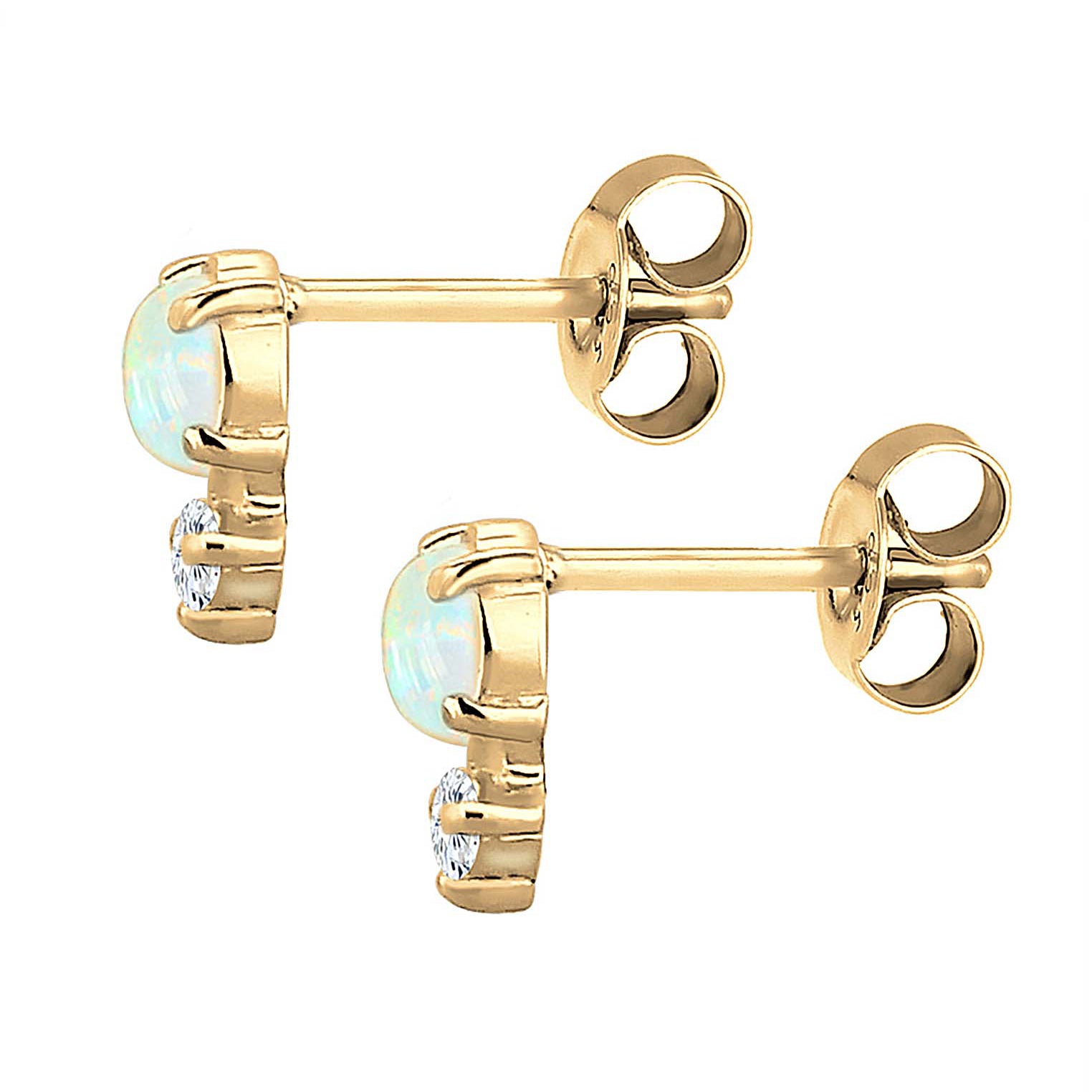 Gold - Elli | Ohrstecker Kreis | Opal ( Weiß ) | 925 Sterling Silber vergoldet