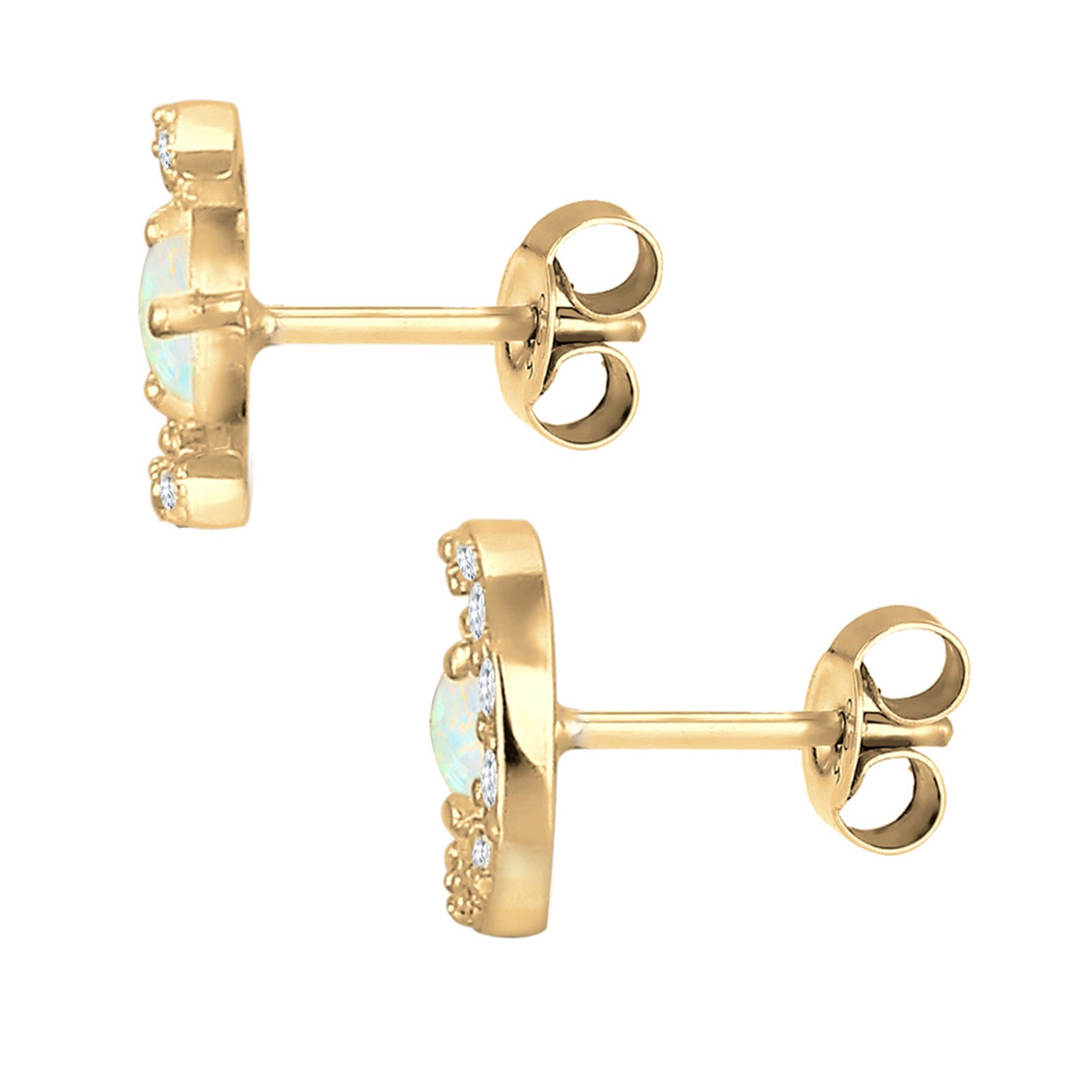 Gold - Elli | Ohrstecker Halbmond | Opal ( Weiß ) | 925 Sterling Silber vergoldet