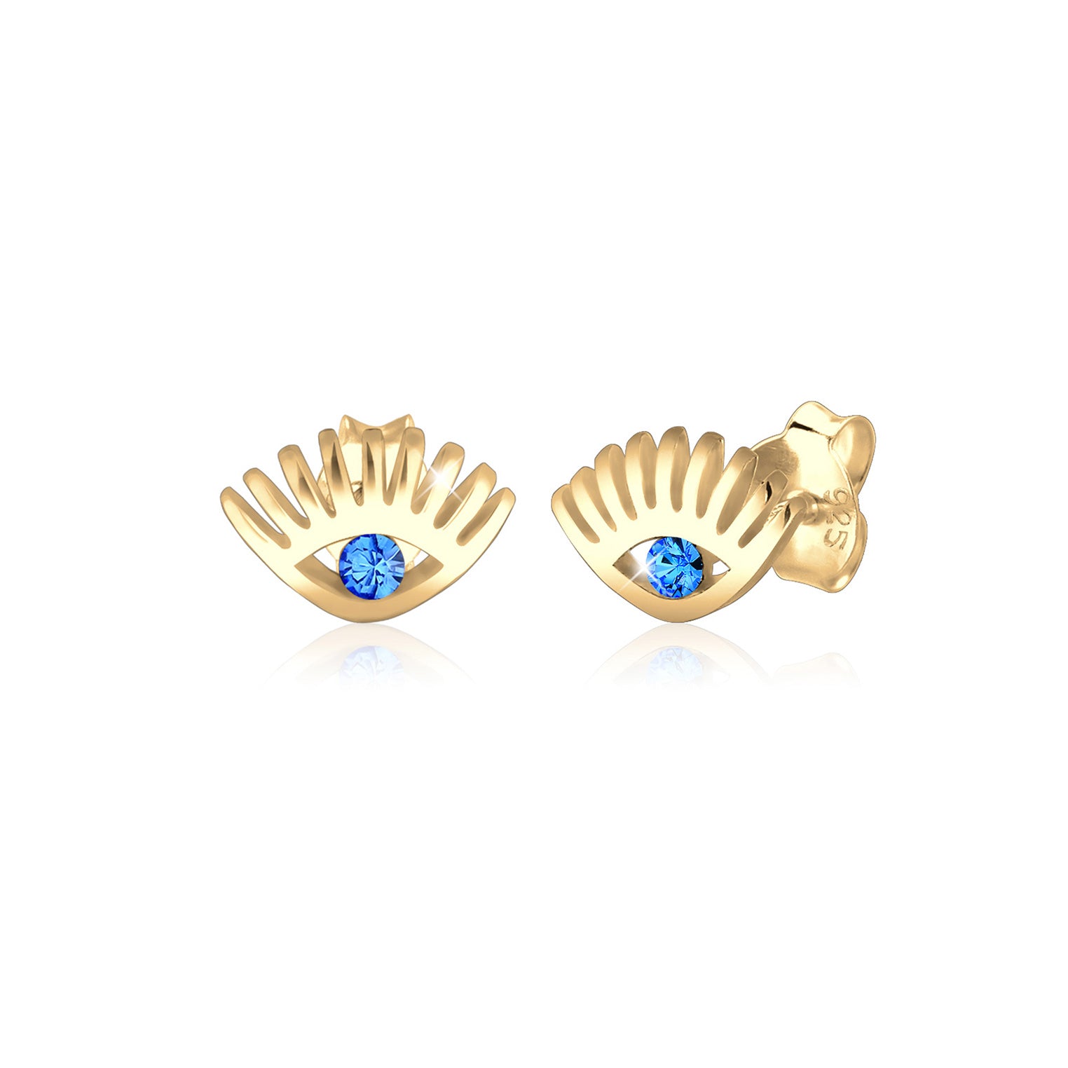 Gold - Elli | Ohrstecker Evil Eye | Kristall ( Blau ) | 925 Sterling Silber vergoldet