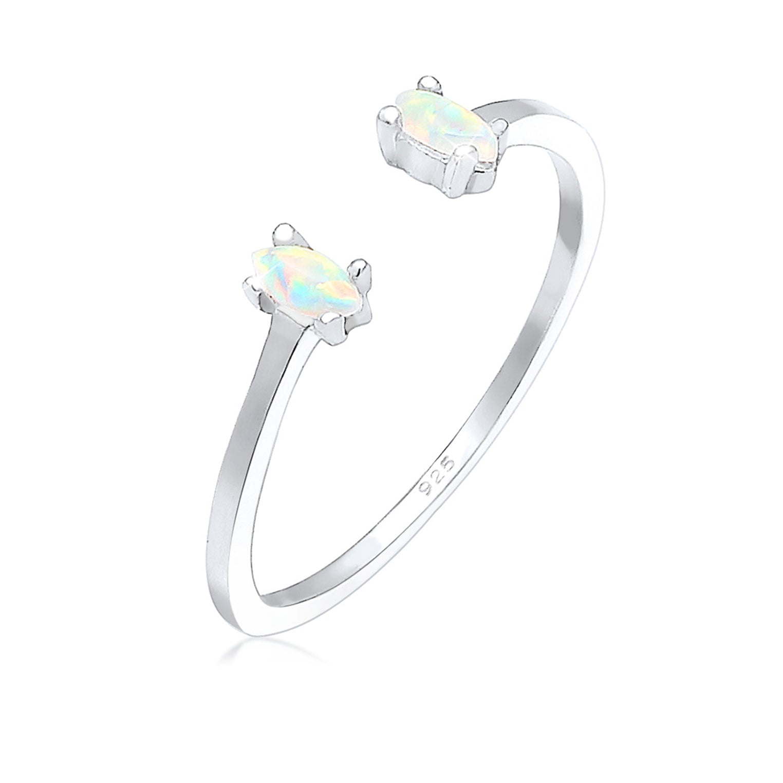 Silber - Elli | Ring | Opal ( Weiß ) | 925er Sterling Silber