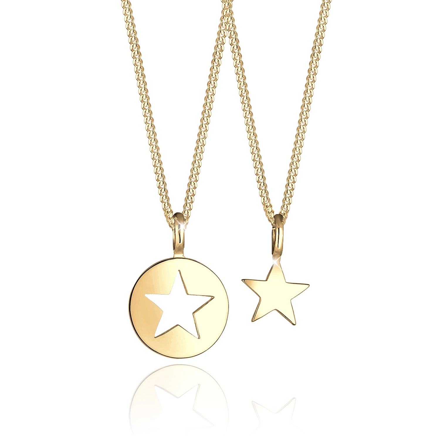 Gold - Elli | Halskettenset Stern Mutter Kind| 925 Sterling Silber vergoldet