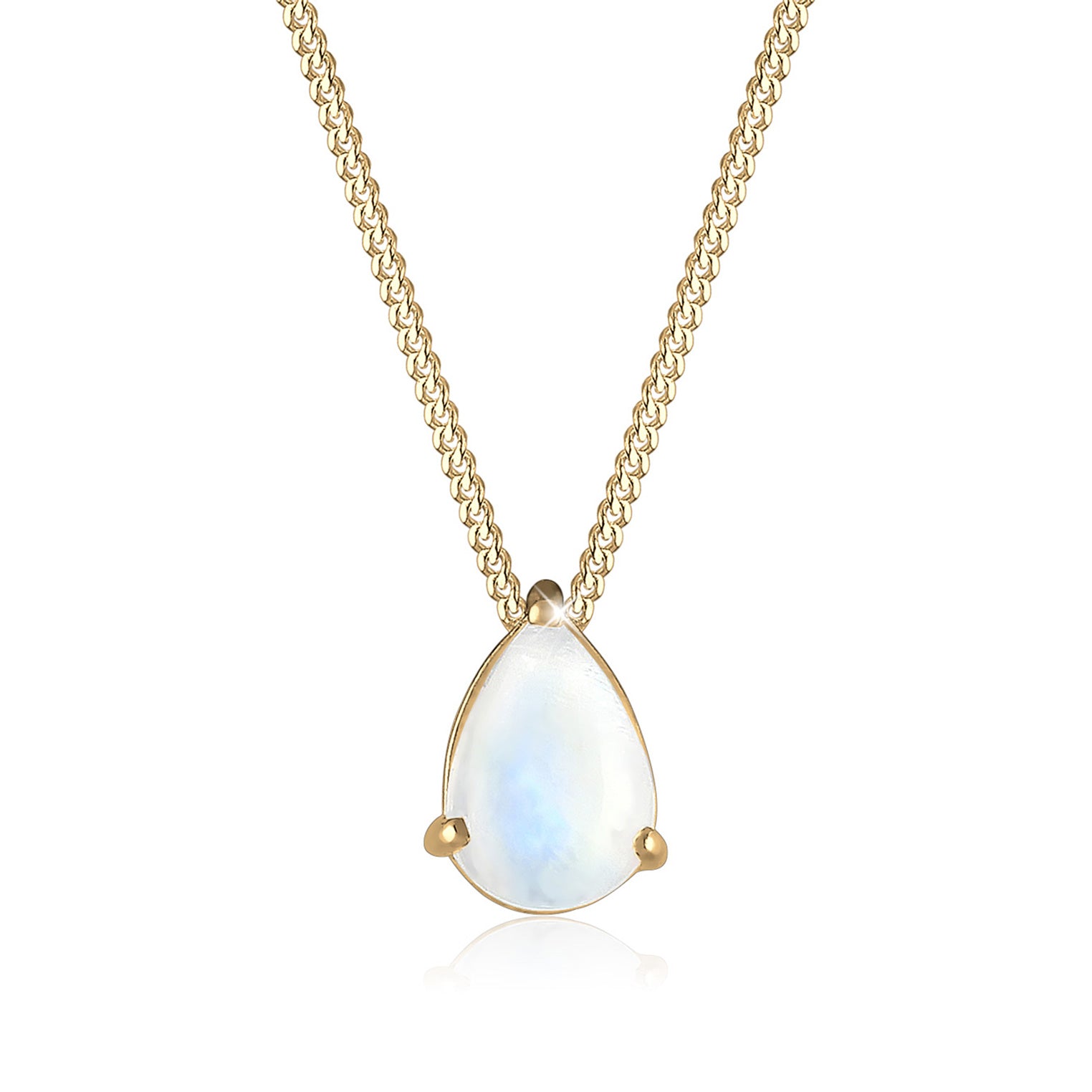 Gold - Elli | Halskette | Mondstein (Weiß) | 925 Sterling Silber vergoldet