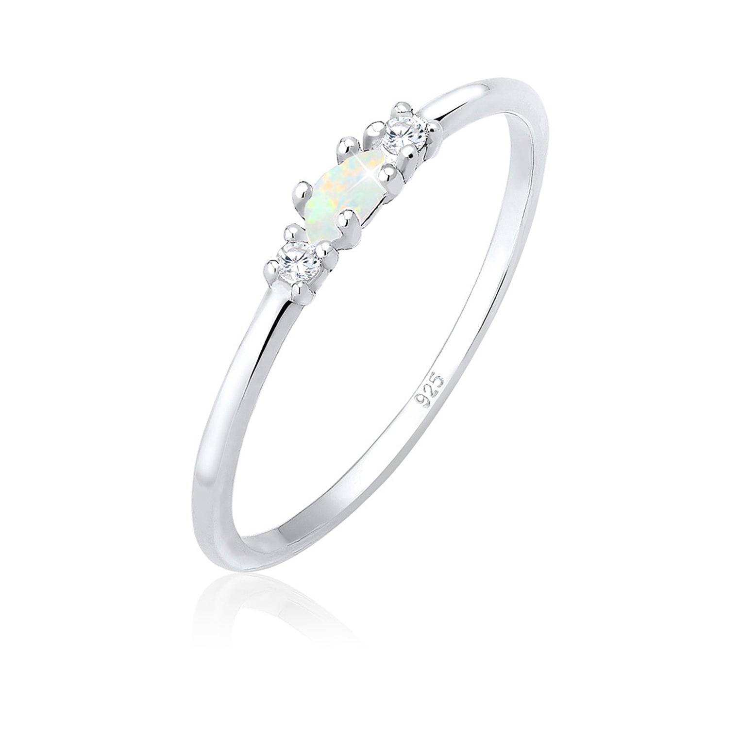 Silber - Elli | Ring | Opal ( Weiß ) | 925er Sterling Silber