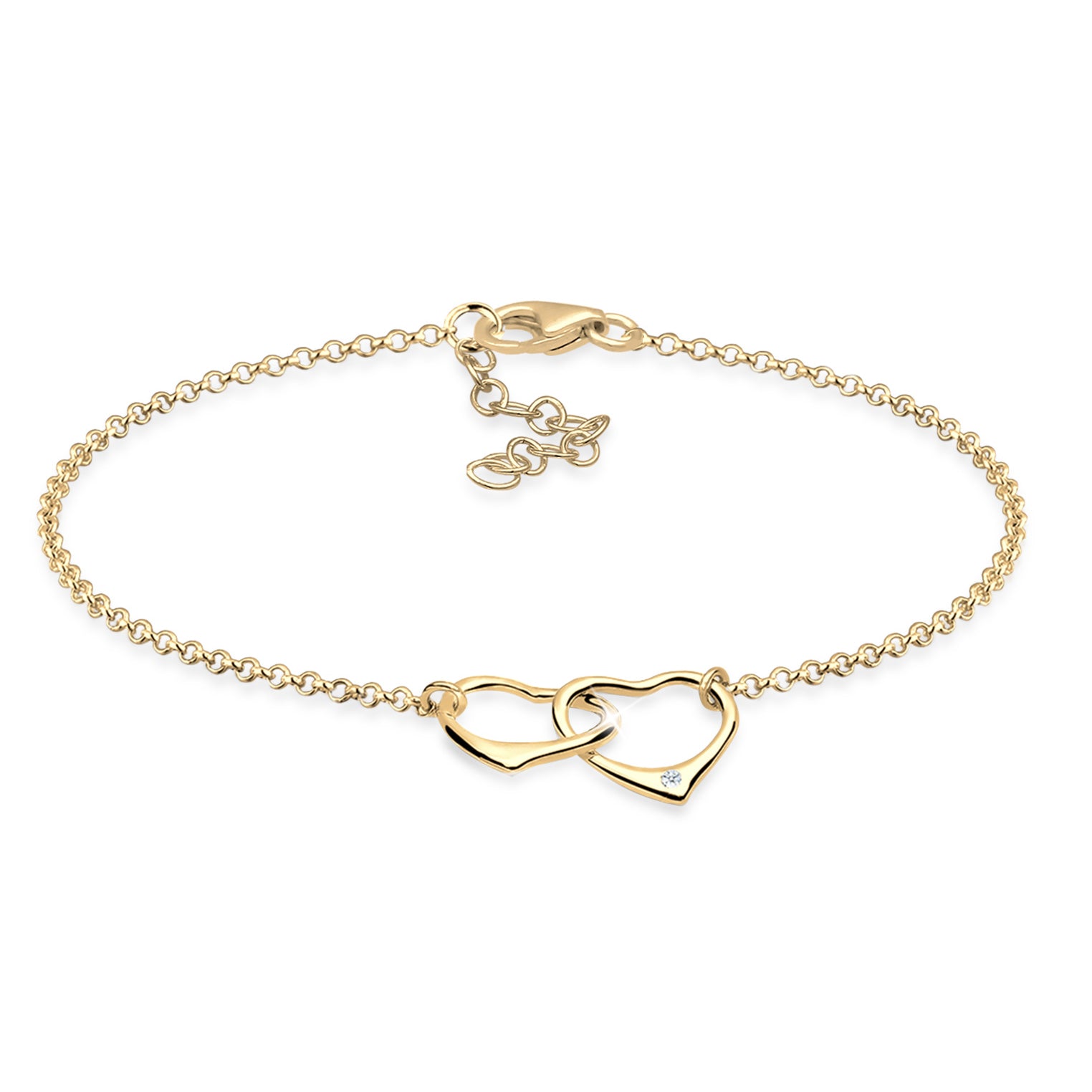 Gold - Elli DIAMONDS | Armband Herz | Diamant ( Weiß, 0,015 ct ) | 925 Sterling Silber vergoldet