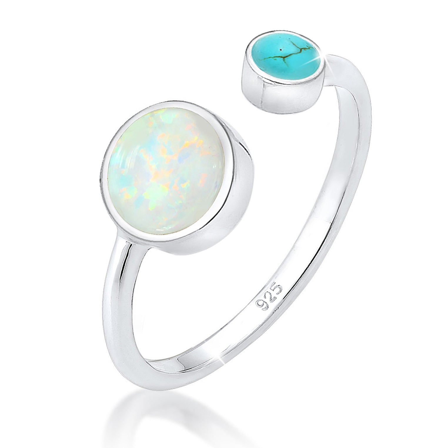 Silber - Elli | Ring | Opal ( Weiß ) | 925er Sterling Silber