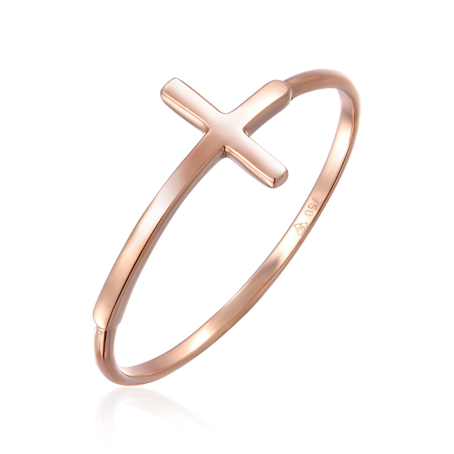 Roségold - Elli PREMIUM | Ring Kreuz | 750 Roségold