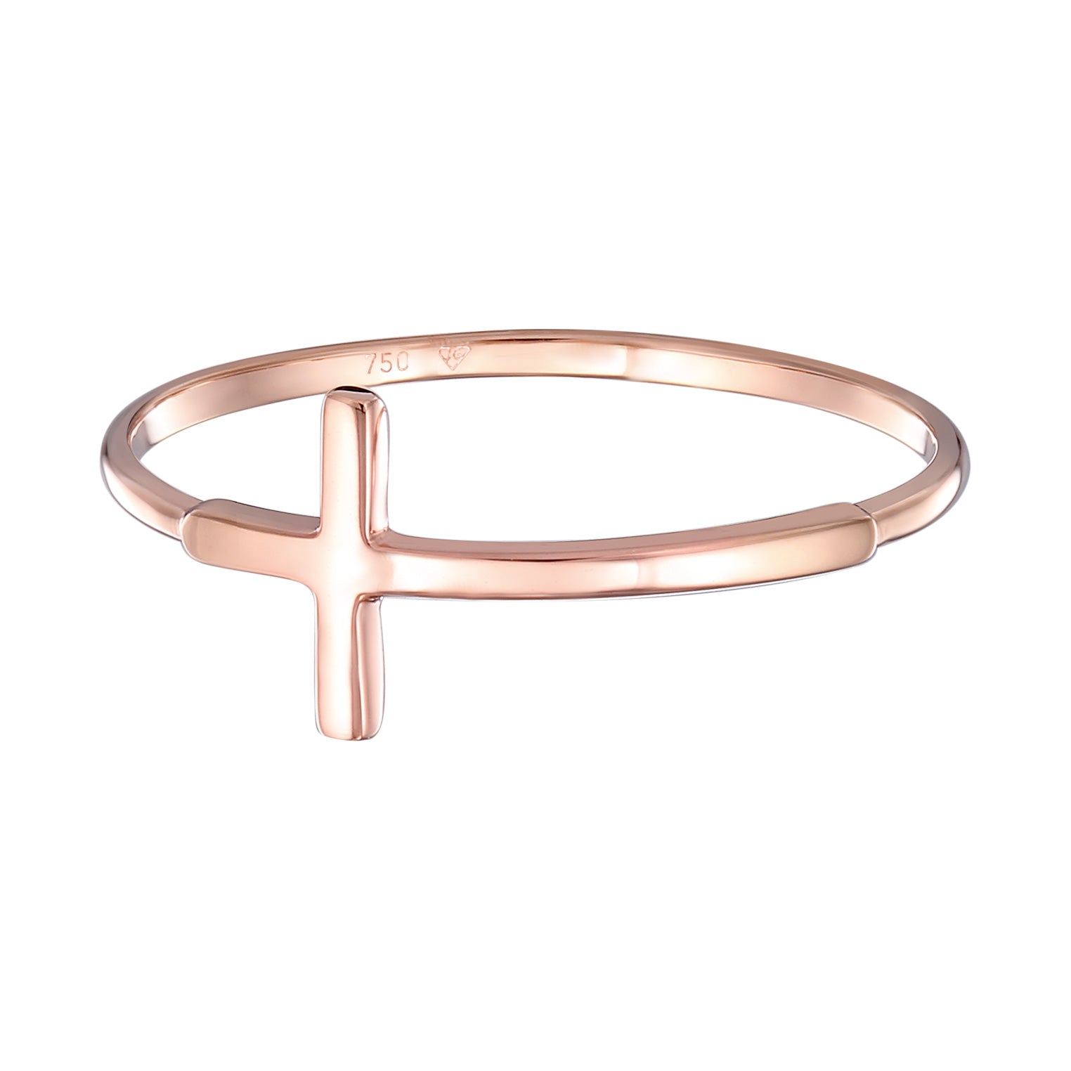 Roségold - Elli PREMIUM | Ring Kreuz | 750 Roségold