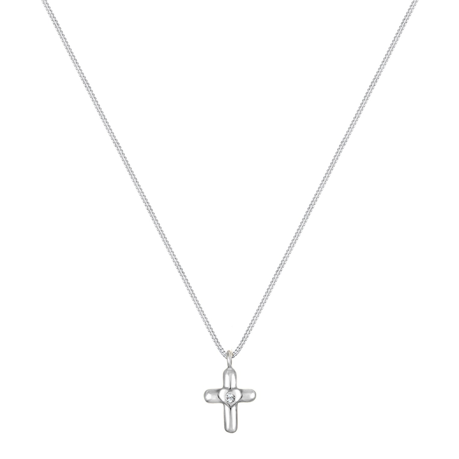 Silber - Elli | Halskette Herz | Mit Kristallen von Swarovski® (Weiß) | 925er Sterling Silber