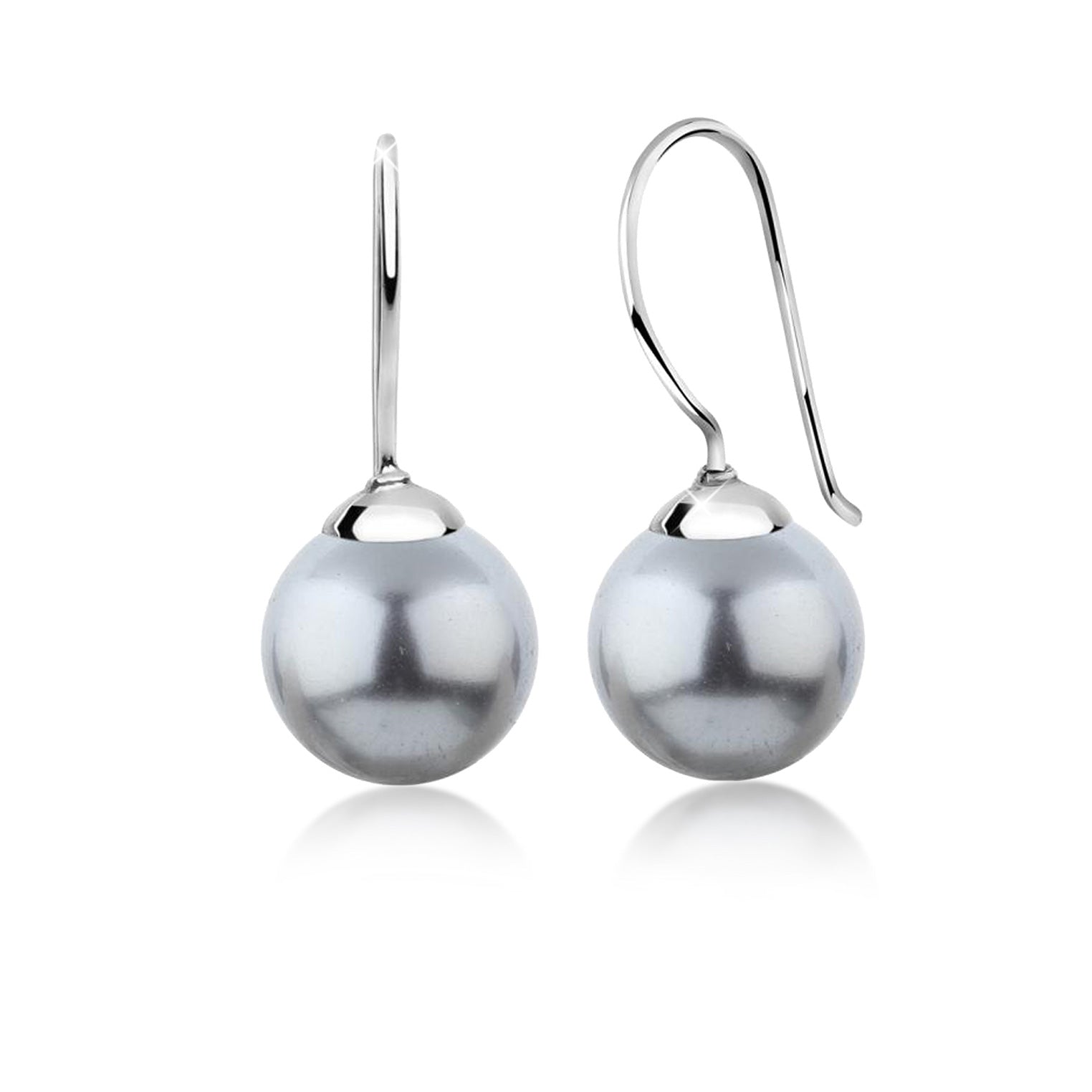 Silber - Nenalina | Ohrhänger | Perle, Kristall ( Grau ) | 925er Sterling Silber