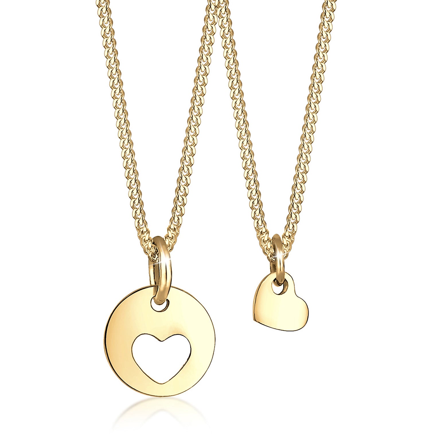 Gold - Elli | Halskettenset Herz Mutter Kind | 925 Sterling Silber vergoldet