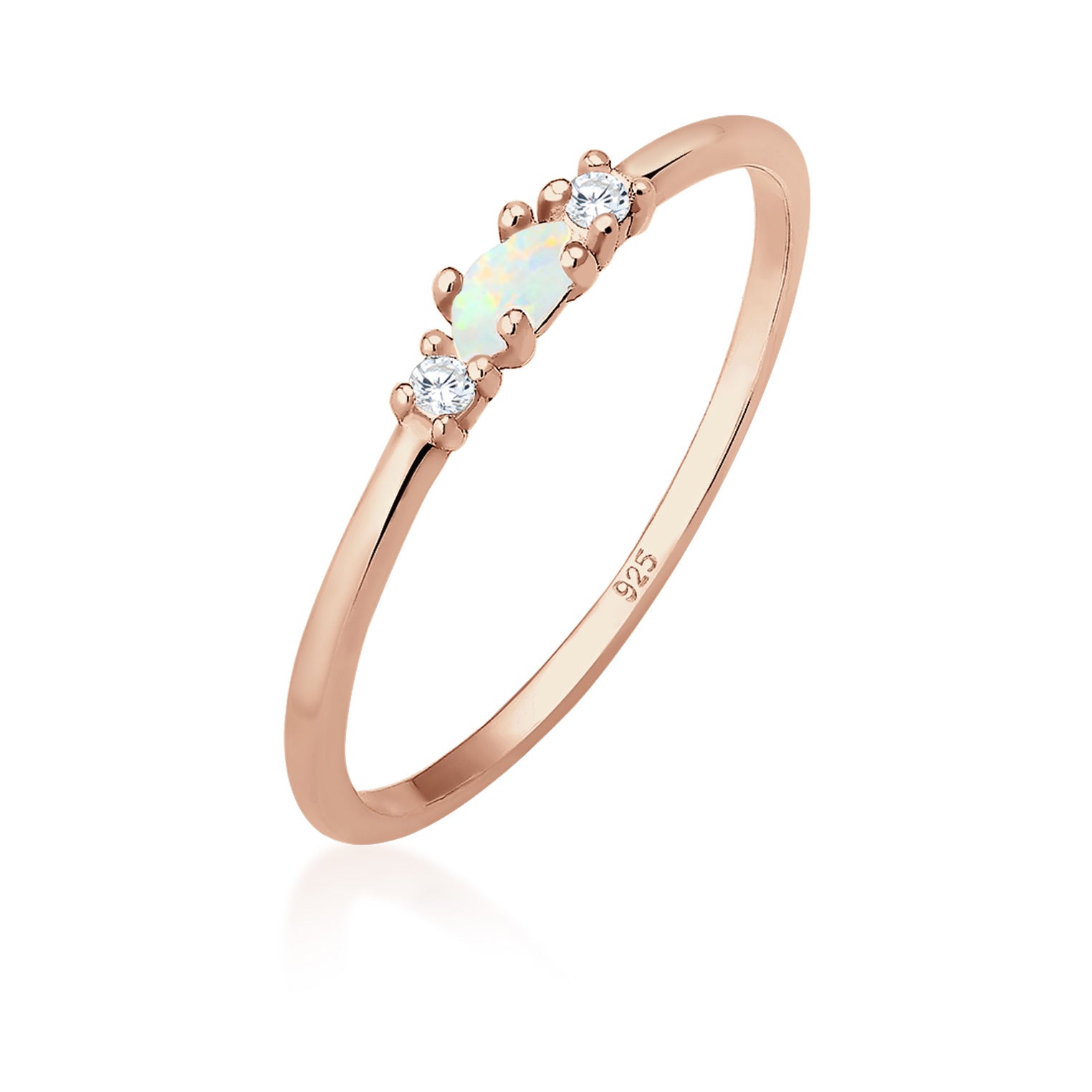 Roségold - Elli | Ring | Opal ( Weiß ) | 925 Sterling Silber Rosegold