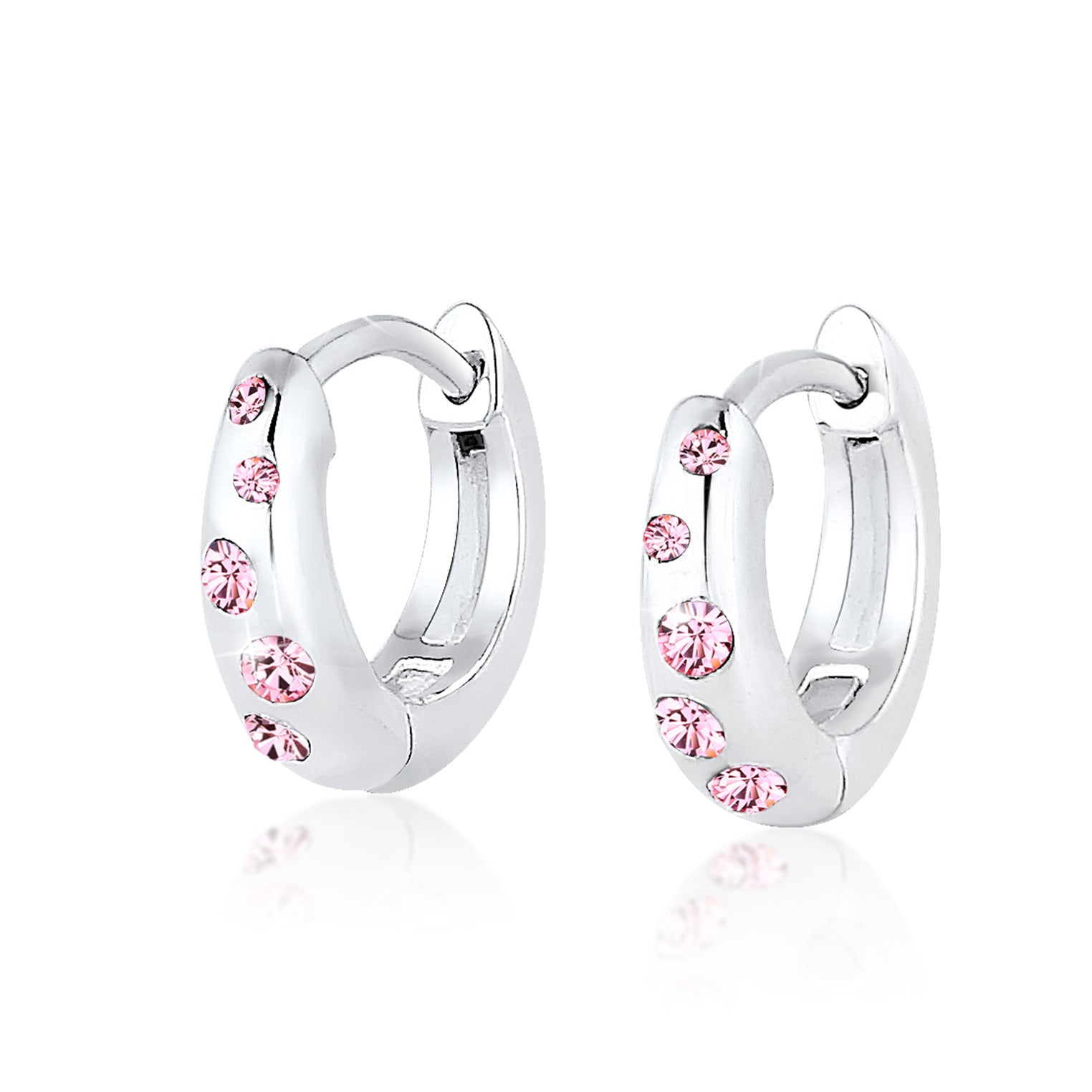 Silber - Elli | Ohrring | Kristall ( Rosa ) | 925er Sterling Silber