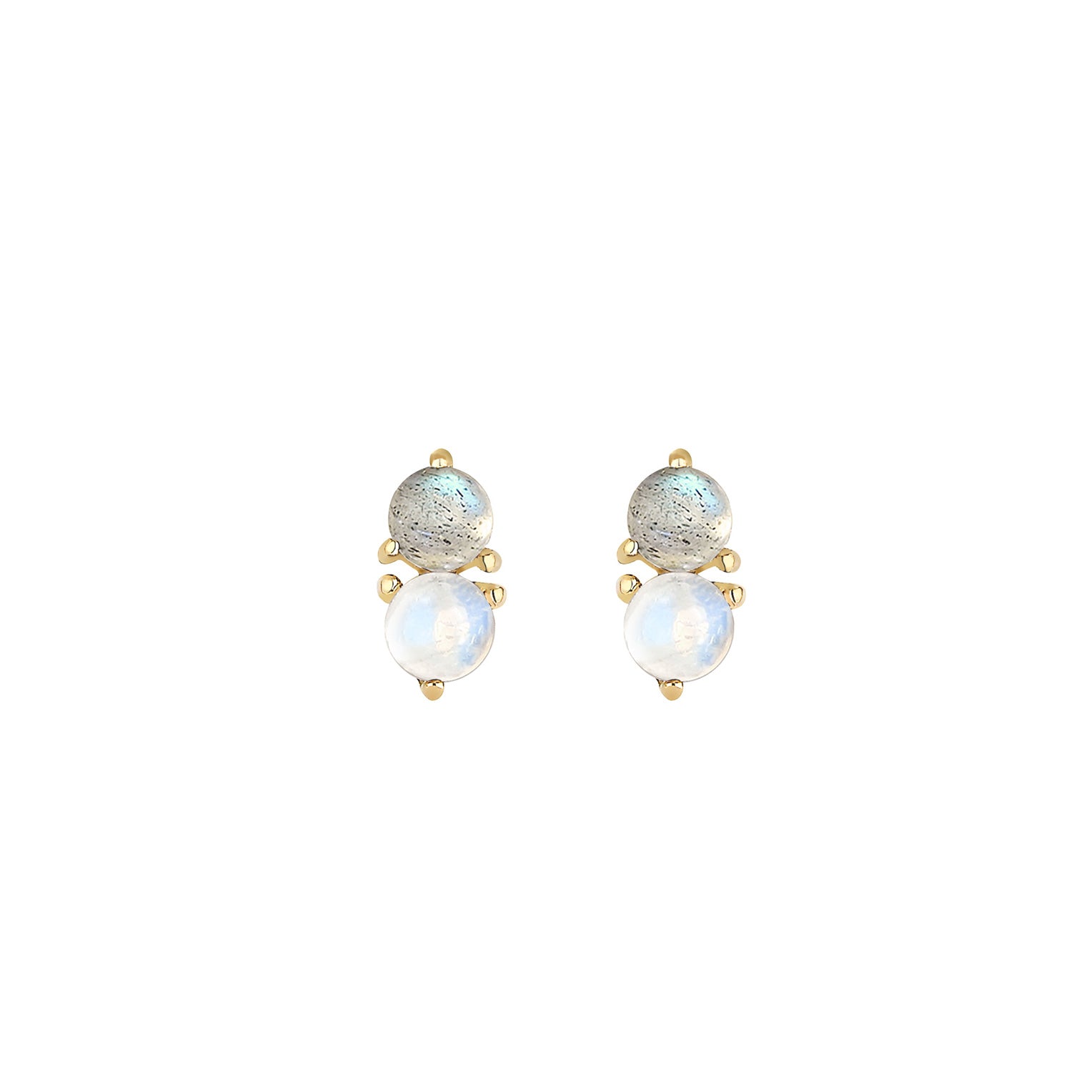 Gold - Elli PREMIUM | Ohrstecker | Mondstein ( Weiß ) | 375 Gelbgold