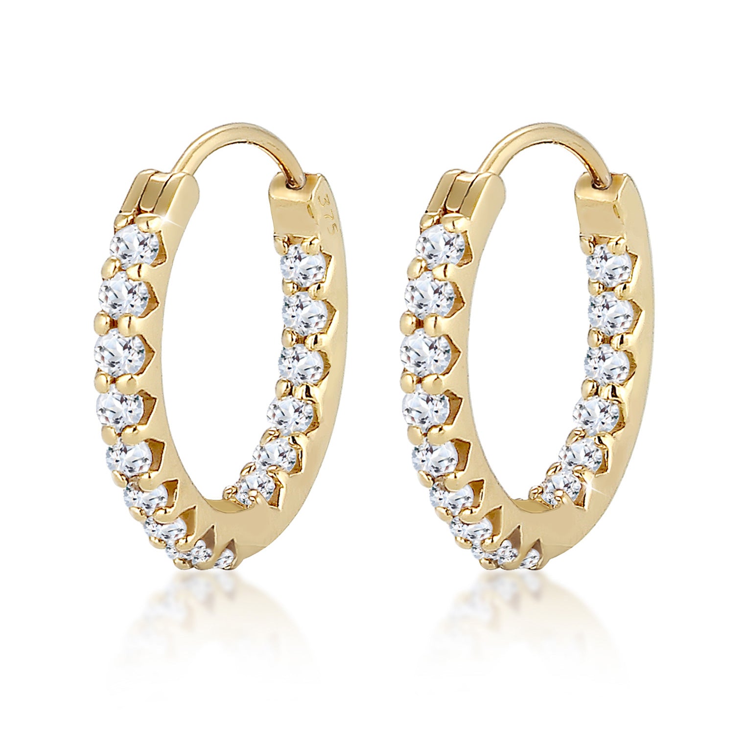 Gold - Elli PREMIUM | Creole | Topas ( Weiß ) | 375 Gelbgold