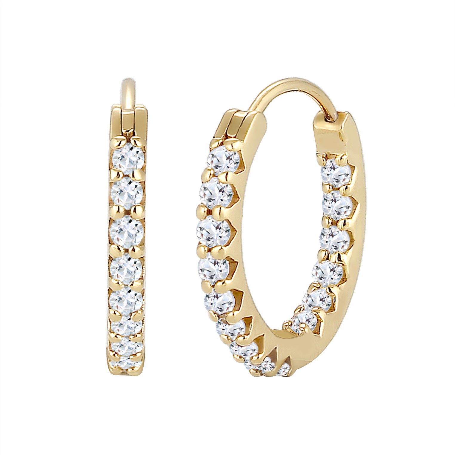 Gold - Elli PREMIUM | Creole | Topas ( Weiß ) | 375 Gelbgold