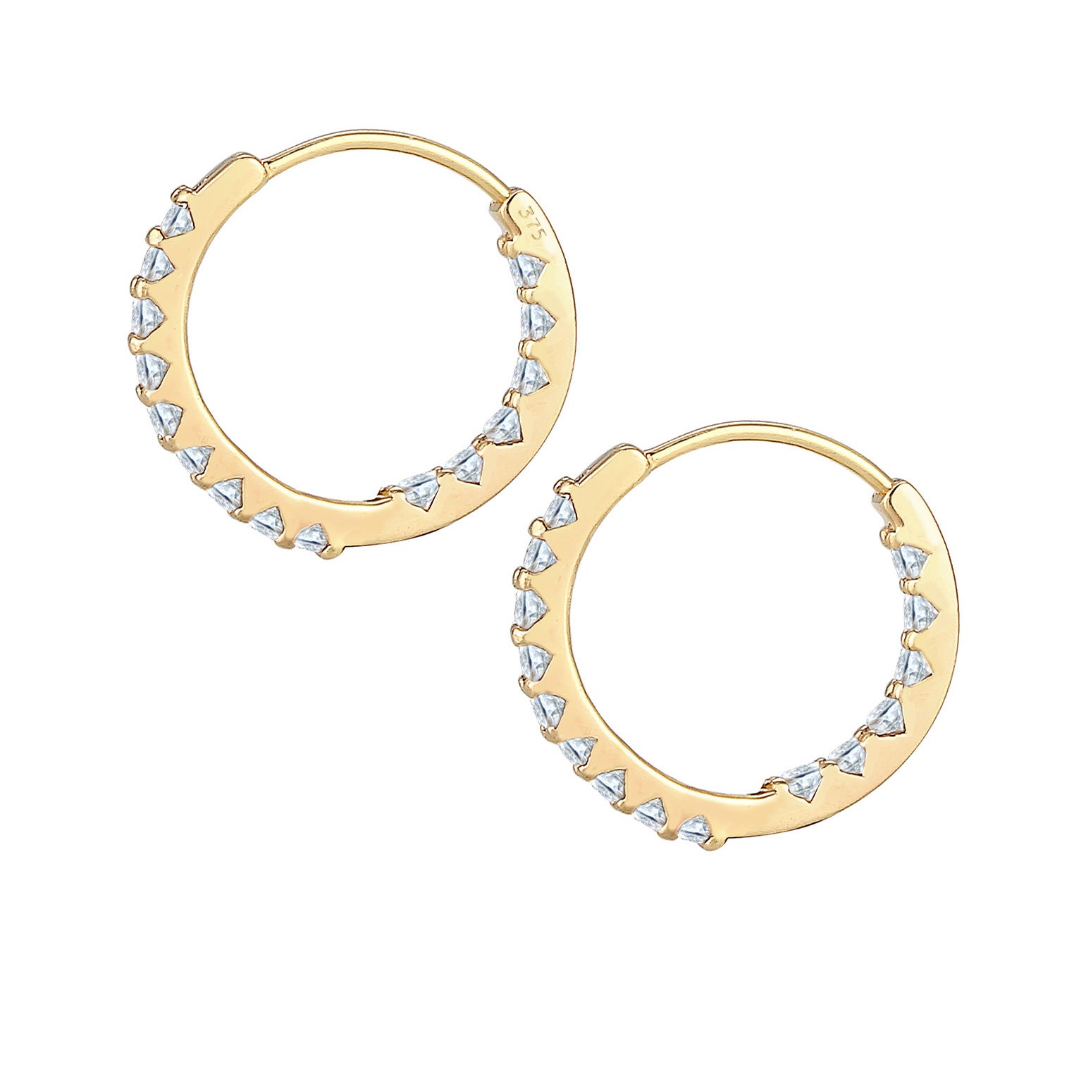 Gold - Elli PREMIUM | Creole | Topas ( Weiß ) | 375 Gelbgold