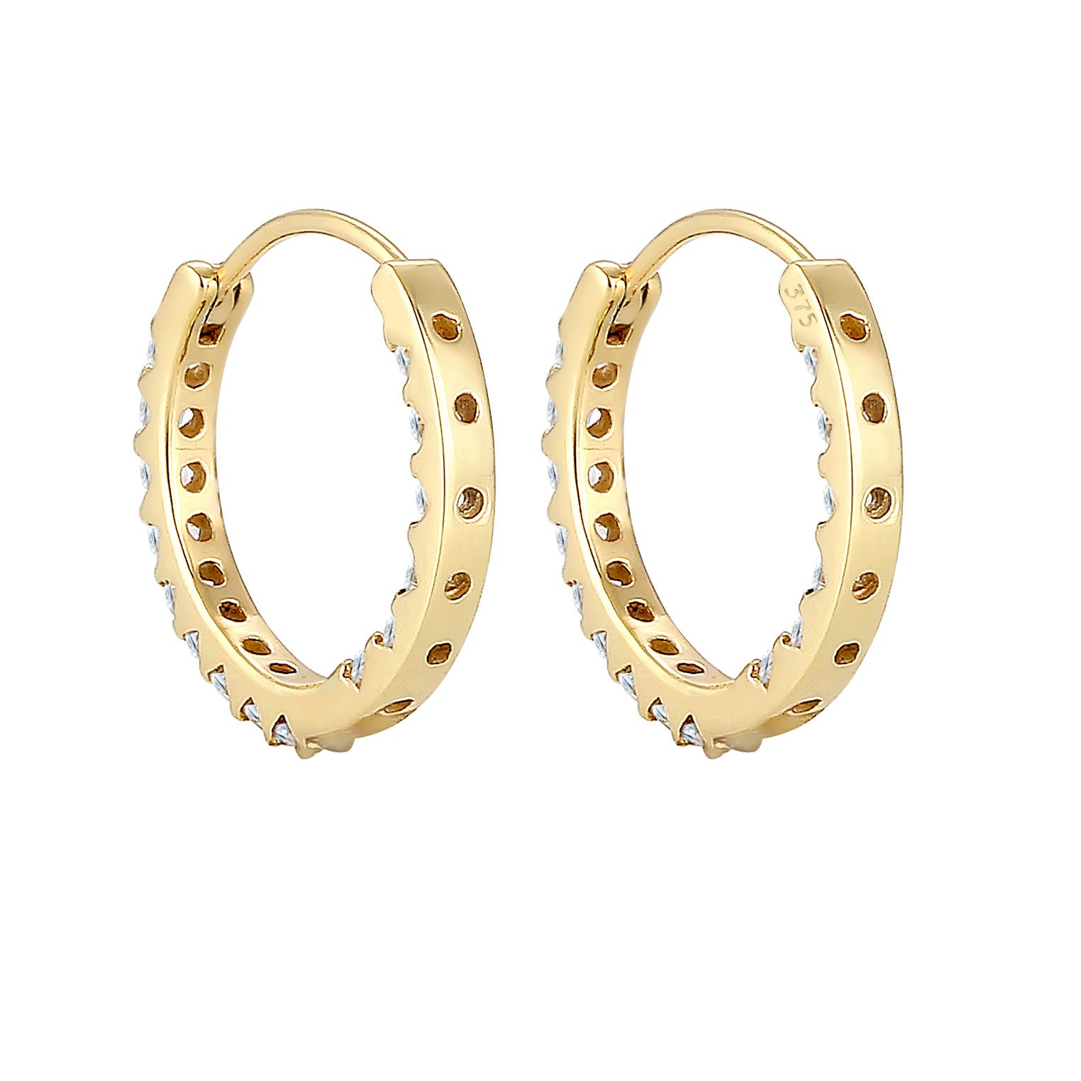 Gold - Elli PREMIUM | Creole | Topas ( Weiß ) | 375 Gelbgold