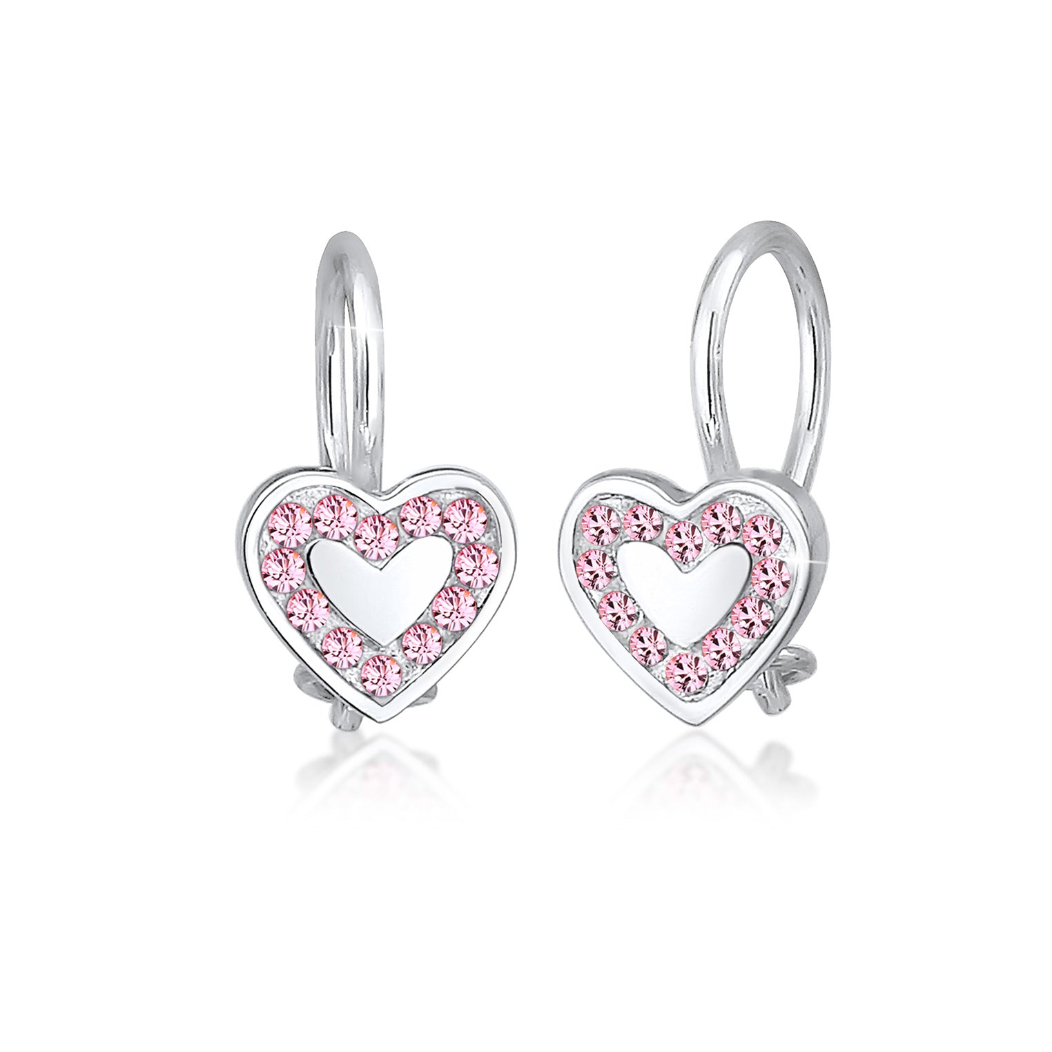 Silber - Elli | Ohrring Herz | Kristall ( Rosa ) | 925er Sterling Silber