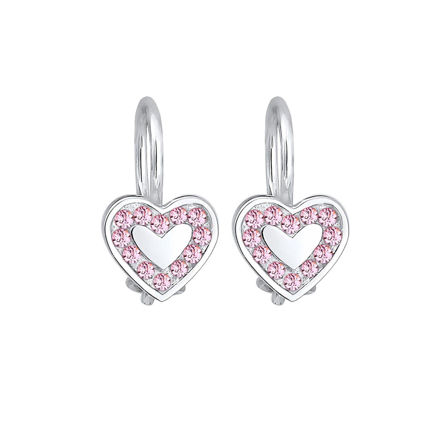 Silber - Elli | Ohrring Herz | Kristall ( Rosa ) | 925er Sterling Silber