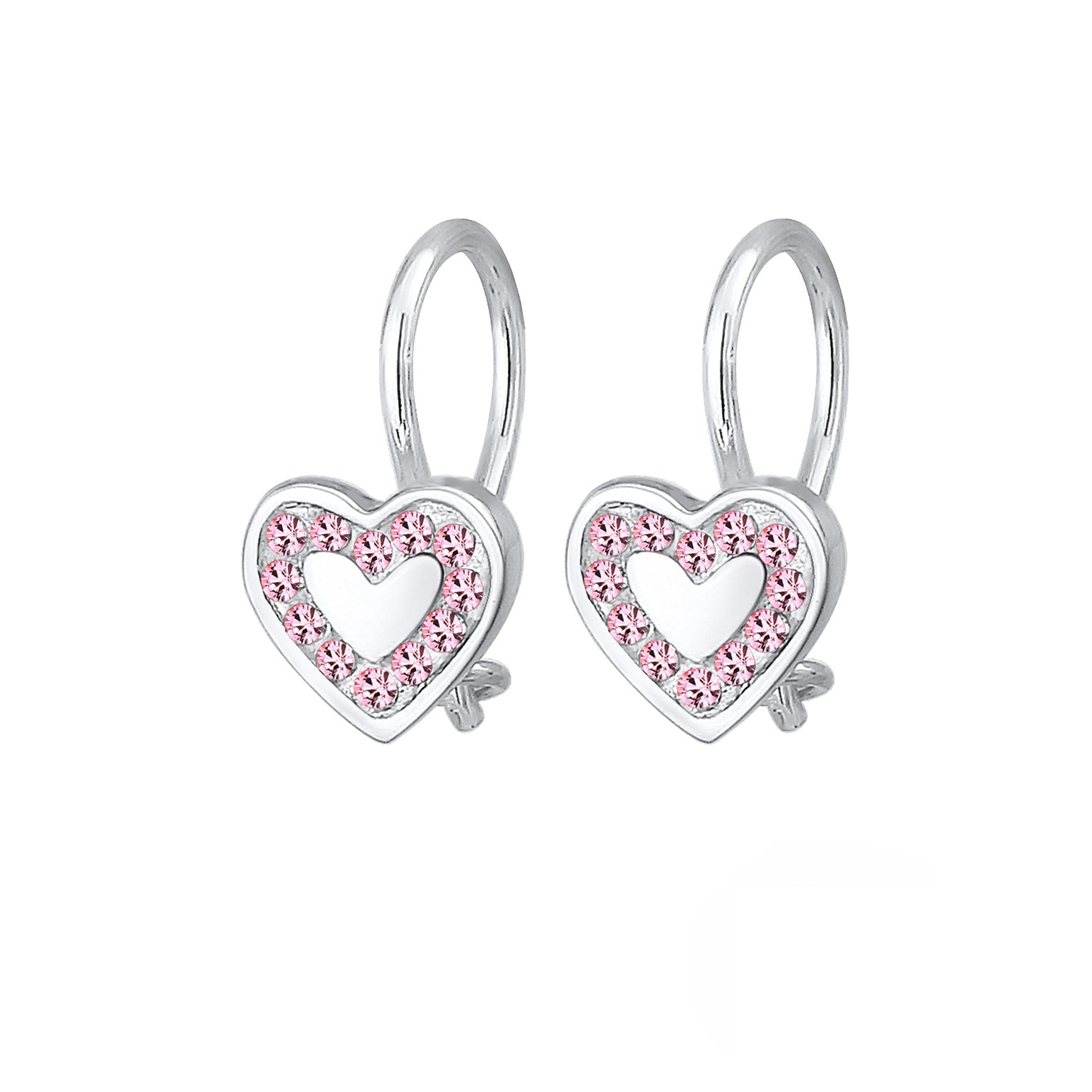 Silber - Elli | Ohrring Herz | Kristall ( Rosa ) | 925er Sterling Silber