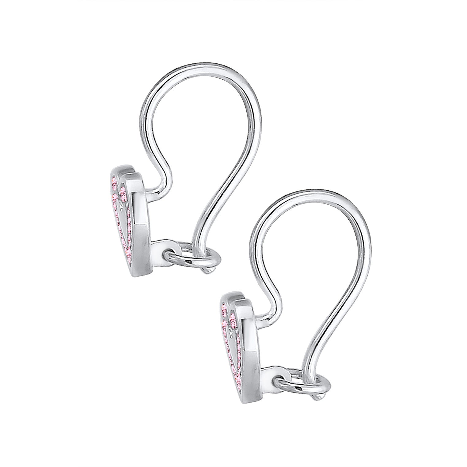 Silber - Elli | Ohrring Herz | Kristall ( Rosa ) | 925er Sterling Silber